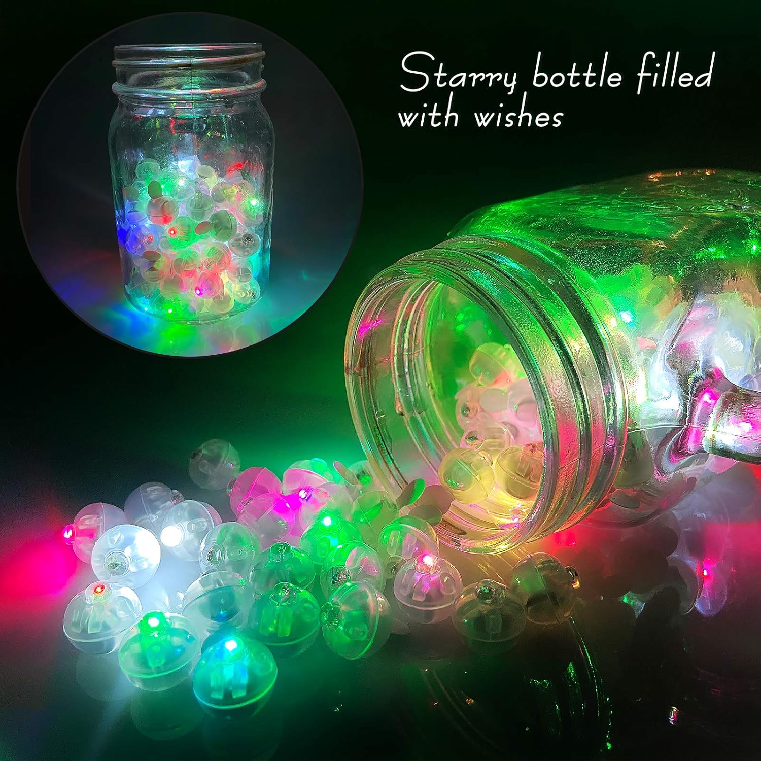 Thumbnail 3 de 100pcs Multicolor LED Balloon Lights (Rainbow Round Mini Flash Lights) for Party, Wedding & Holiday Decor