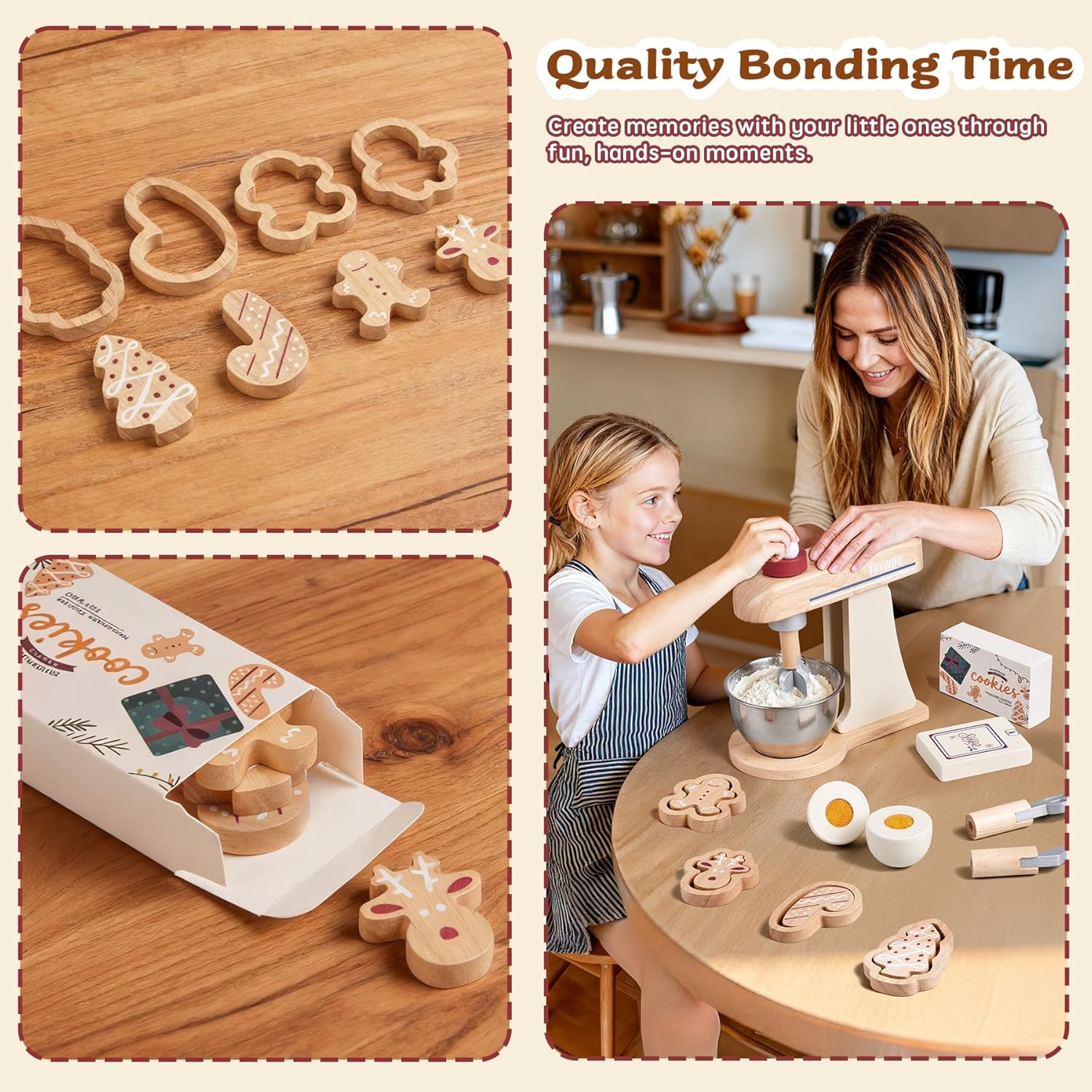 Thumbnail 6 de Toywoo Holzspielmixer für Kinder – Lern-Kochset-Zubehör mit Rührbesen, Rührstäben & Teigwender ab 3 Jahren