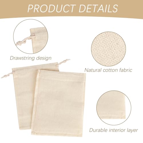 Detalle de Sacs en toile 7x9 cm - Pack de 30, Petit sac cadeau avec cordon de serrage (lin/coton) - Packra