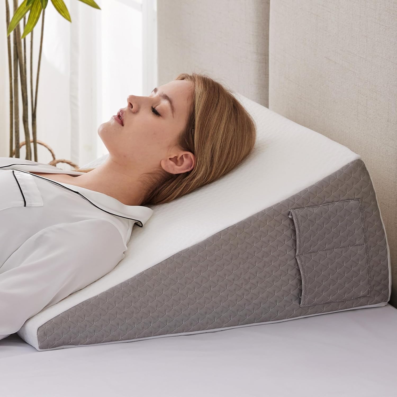 Detalle de Ruqmuis Wedge Pillow for Acid Reflux: Elevated Sleep Support with Practical Design