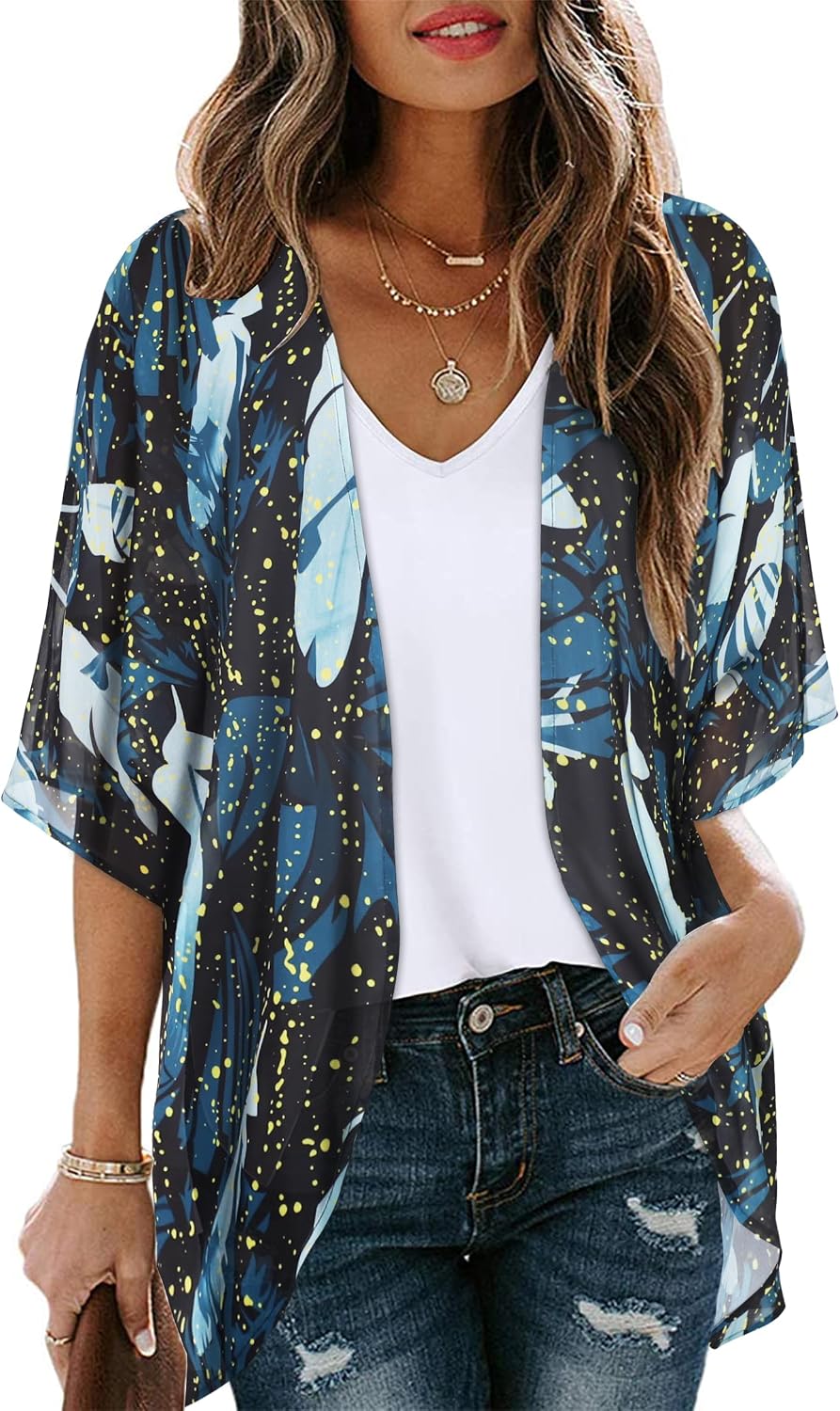 Thumbnail 6 de Floral Puff Sleeve Kimono Cardigan 5XL 🌺