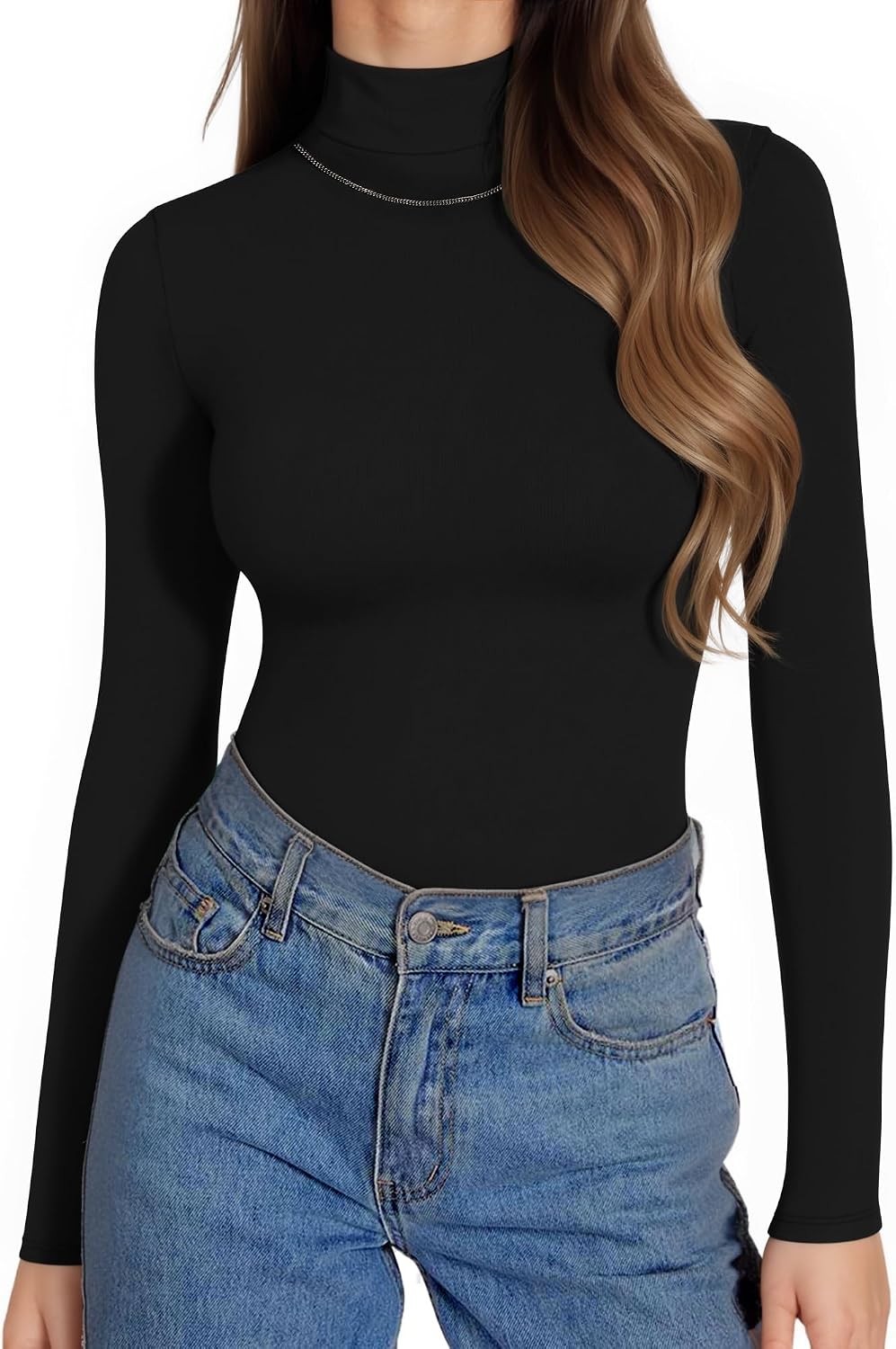 Detalle de ALGALAROUND Women's Long Sleeve Turtle Neck Top