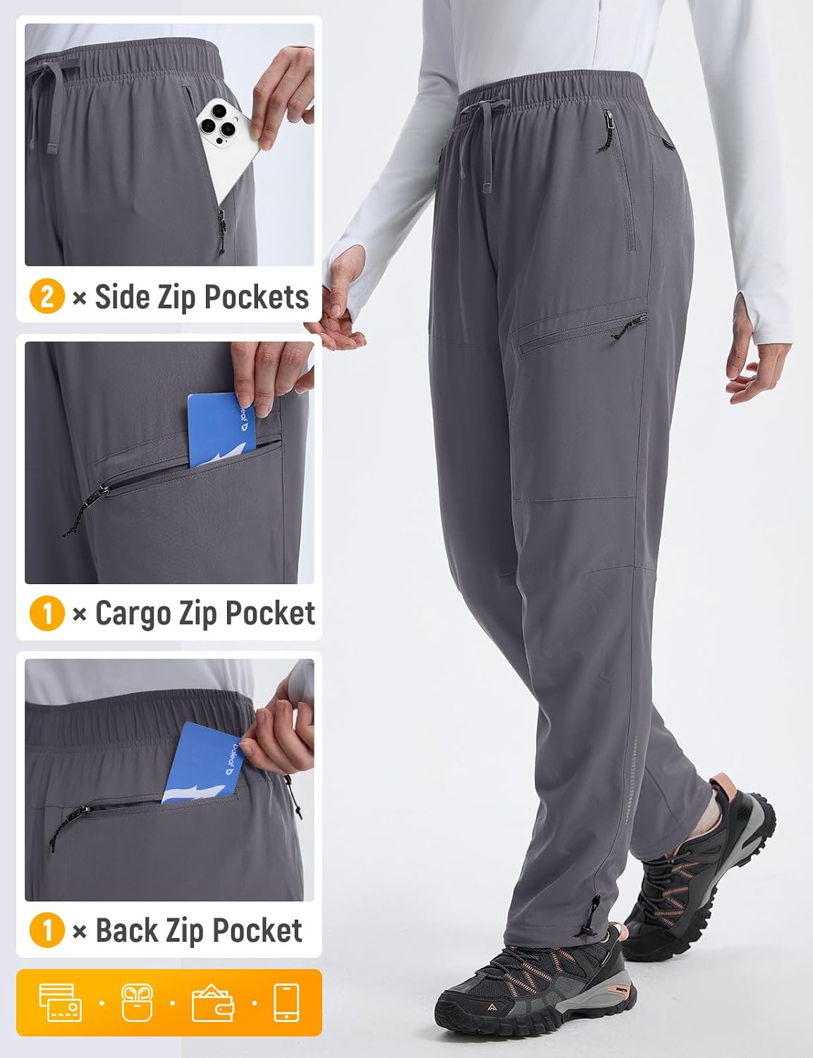 Thumbnail 4 de baleaf Women's Fleece-Lined Hiking Pants, Water-Resistant Softshell with Zip Pockets