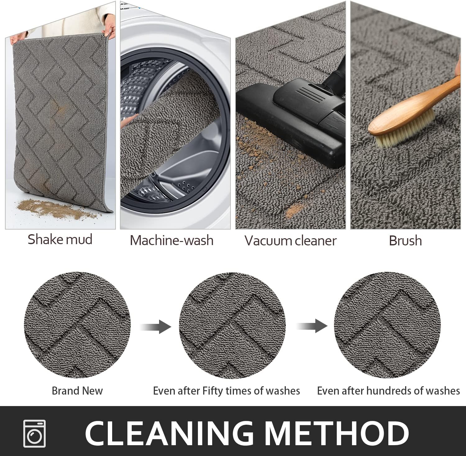 Thumbnail 5 de Biscpro BBGS-80120-Grey Indoor Door Mat, 80 x 120 cm, Washable, Non-Slip