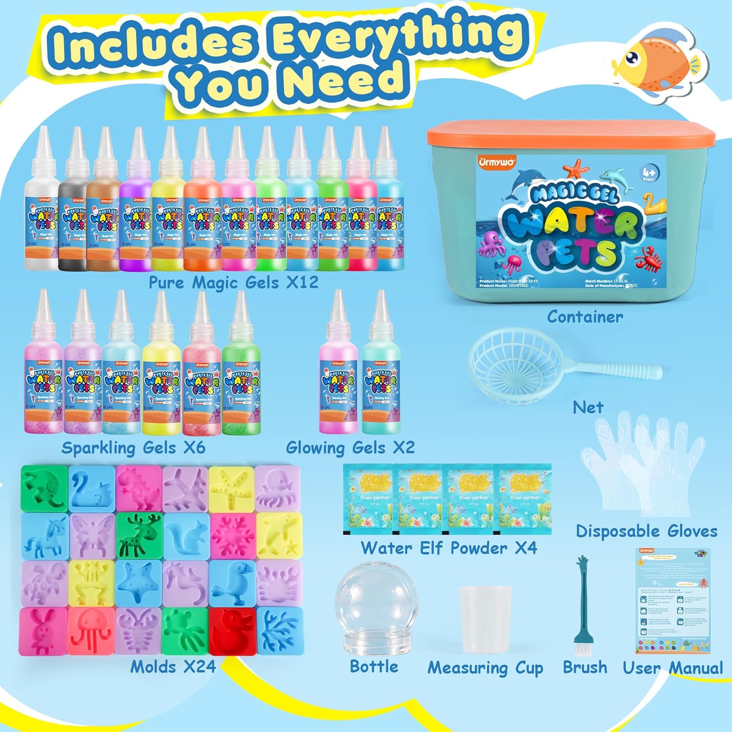 Thumbnail 3 de URMYWO Magic Water Elf Toy Kit – DIY 3D Magic Gel Pet Set with 20 gels & 24 moulds