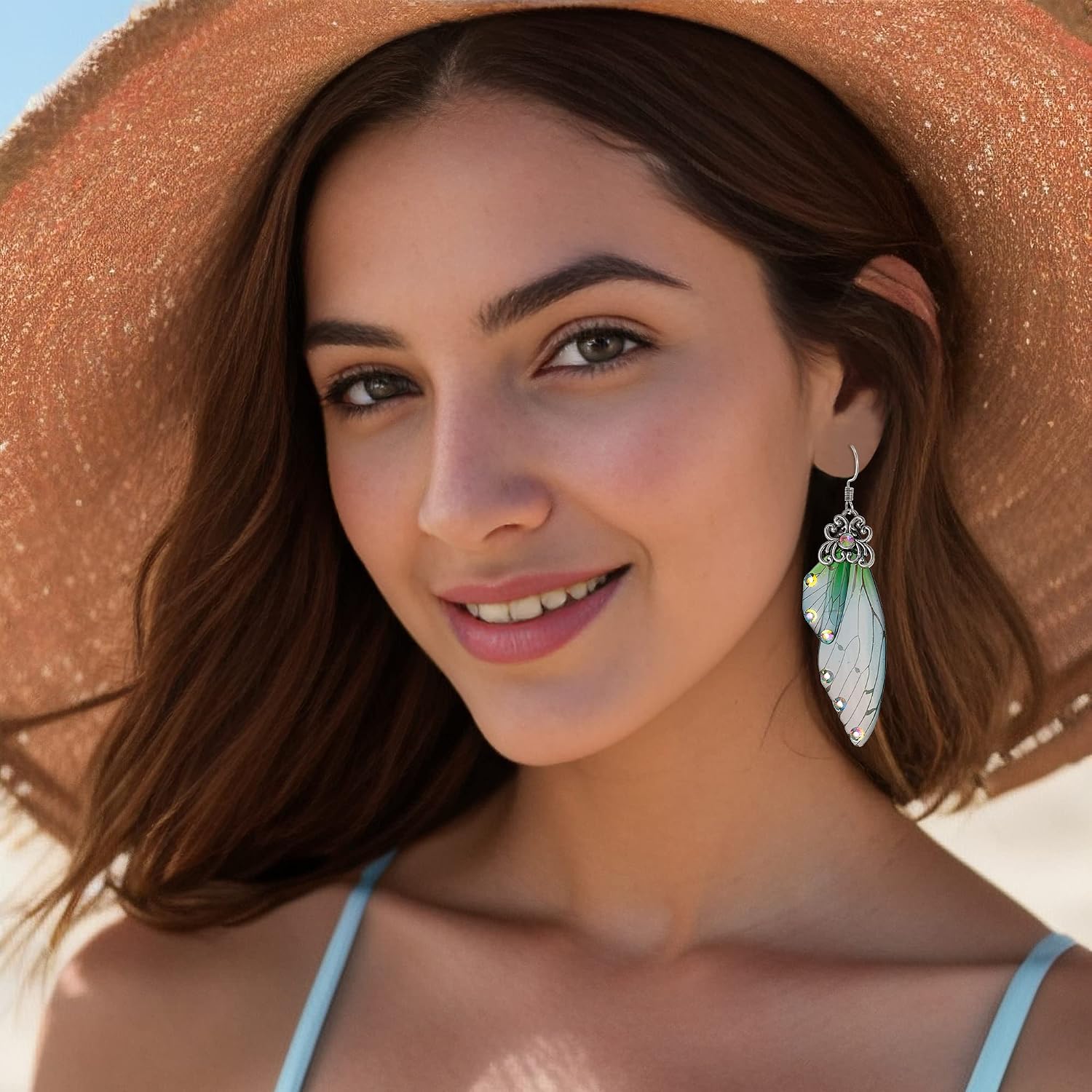 Thumbnail 4 de Clearine Boucles d'oreilles Papillon Ailes Goutte Cristal multicolores