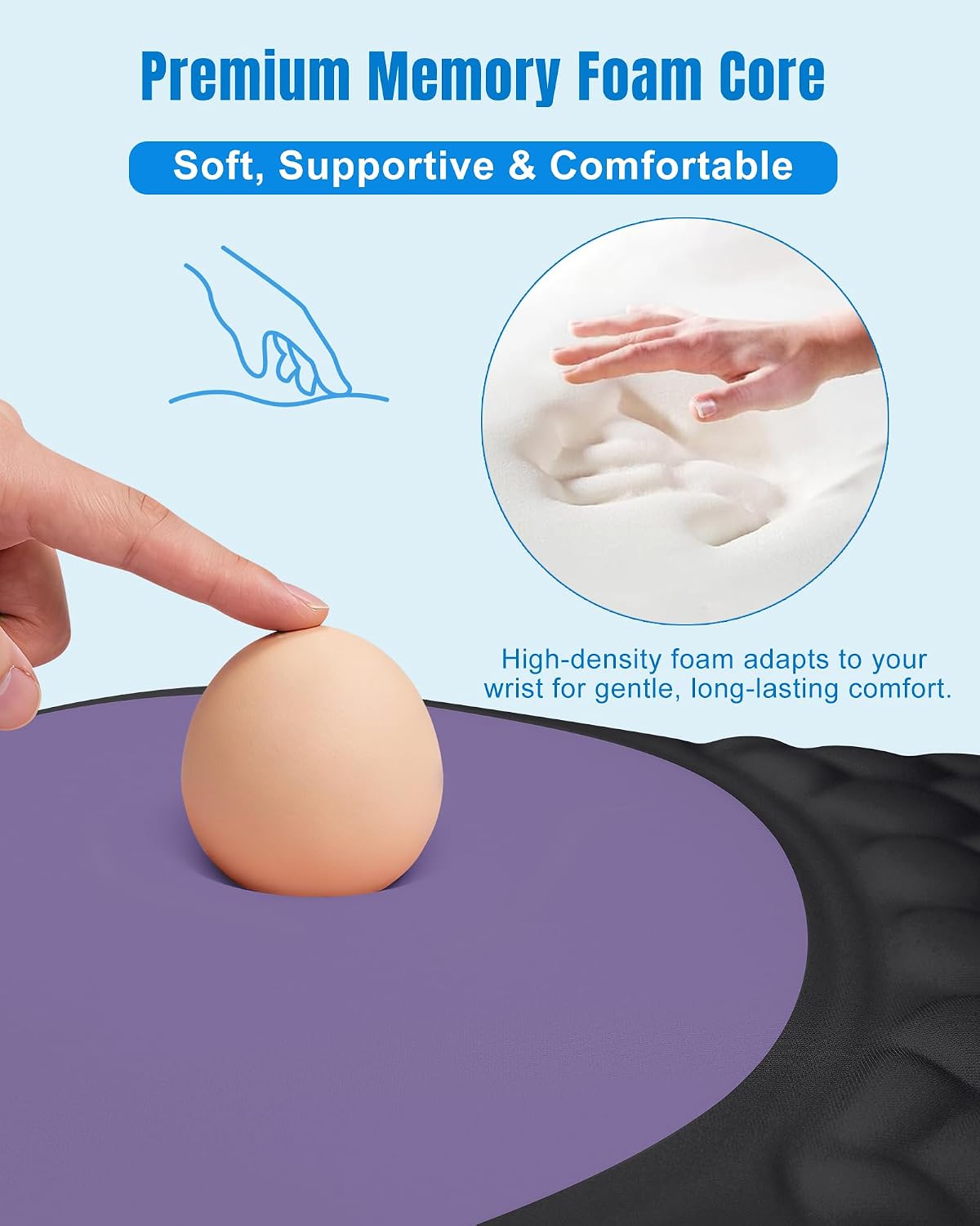 Detalle de PVIPCZ Ergonomic Mouse Pad with Sloped Memory Foam Wrist Rest, Lycra Surface