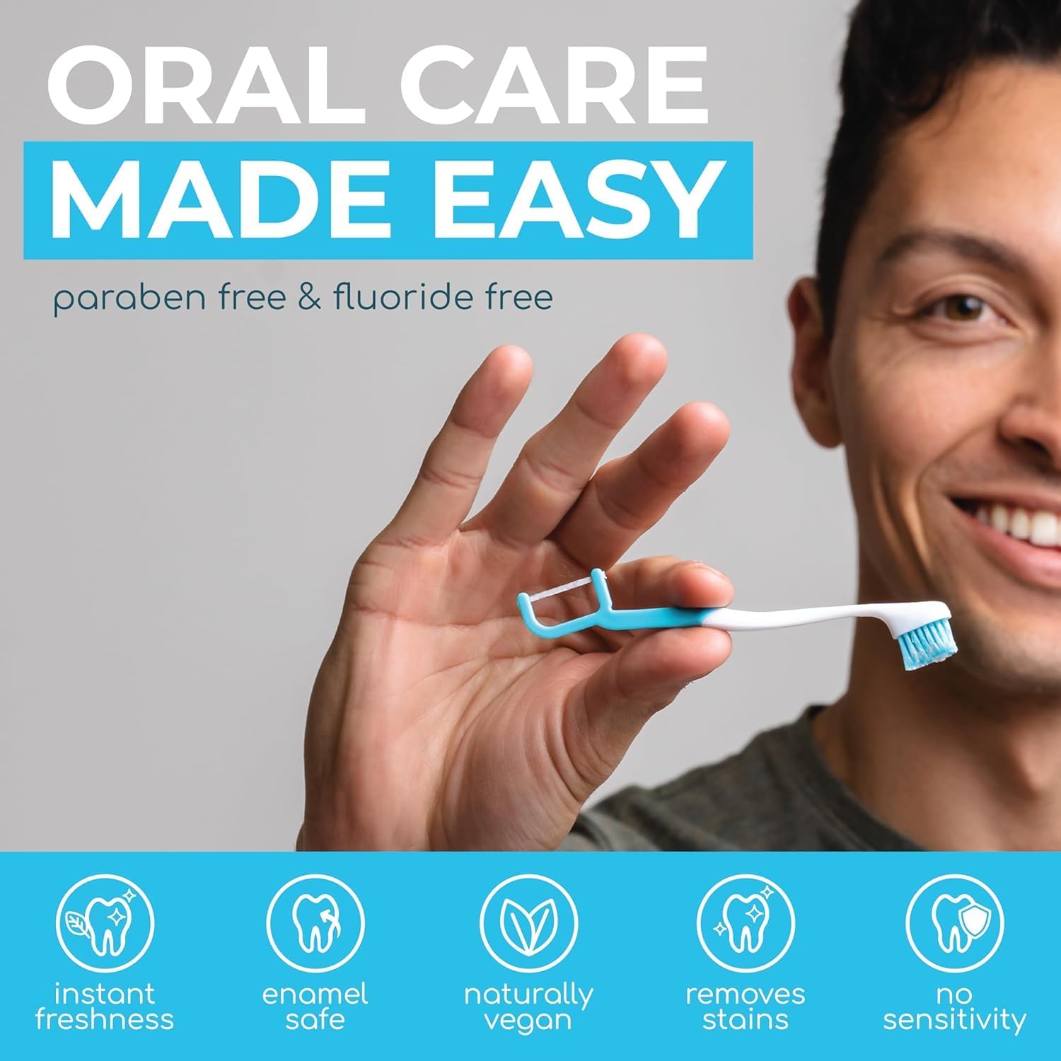 Detalle de Brushee - The Evolution of Oral Care: 4-in-1 Portable Brush with Paste, Floss, and Pick (24-Pack)