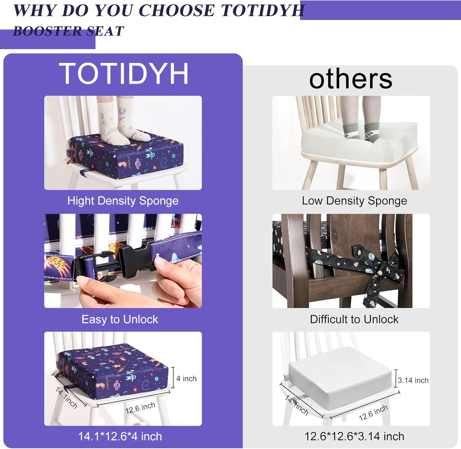 Thumbnail 2 de TOTIDYH Toddler Booster Seat for Dining Chair with PU Cover and Non-Slip Base