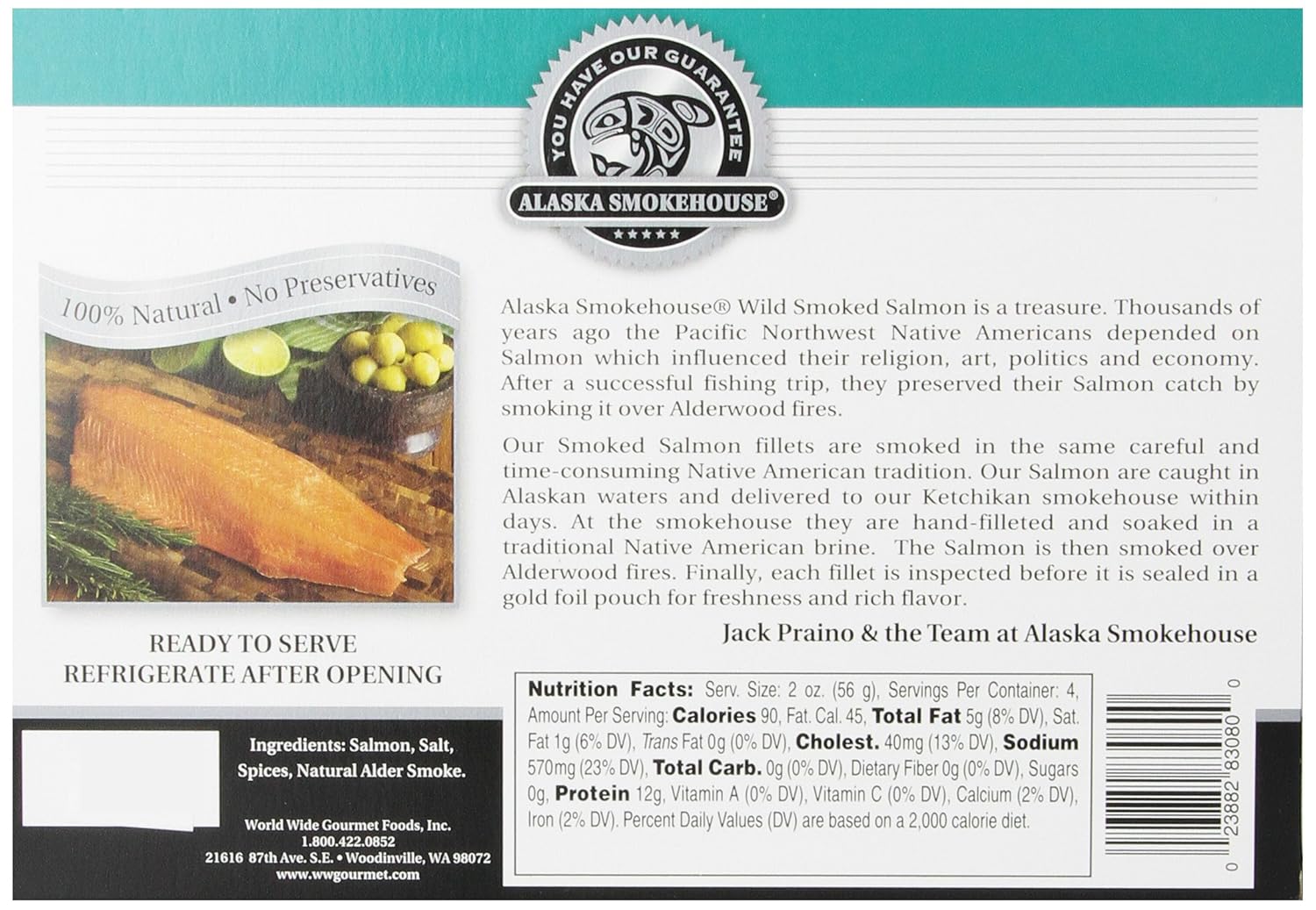 Detalle 2 de Alaska Smokehouse Jumbo Smoked Salmon, 8 oz, 3-Count Variety Pack, Hot-Smoked