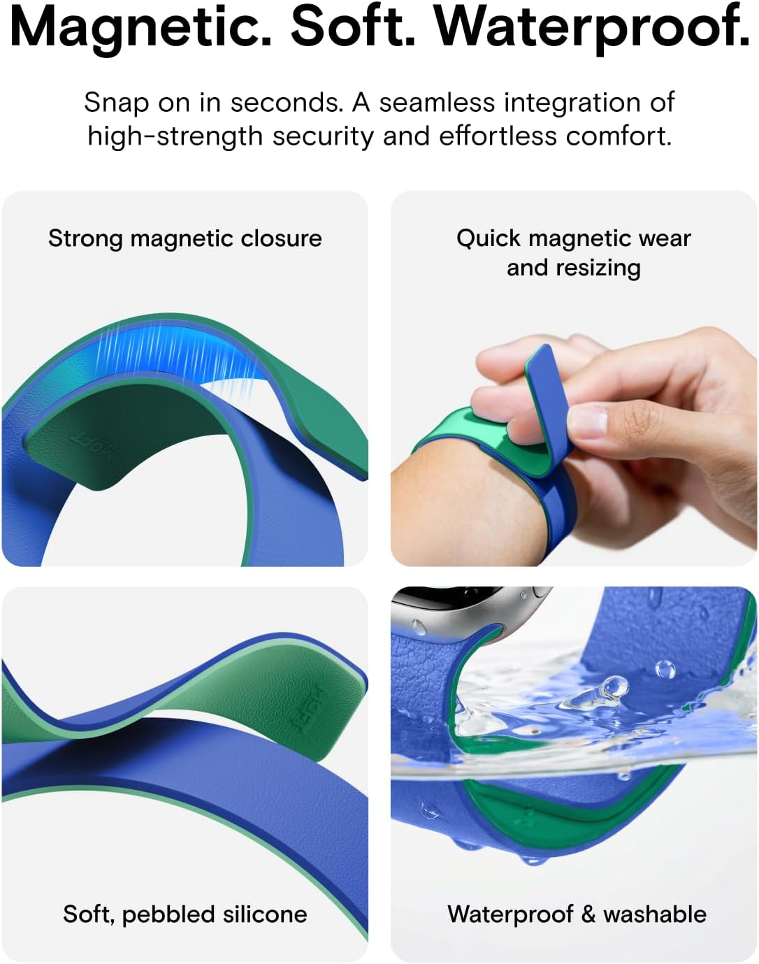 Detalle de MOFT Snap Duo Watch Bands for Apple Watch: Dual‑Colour Silicone with Magnetic Snap