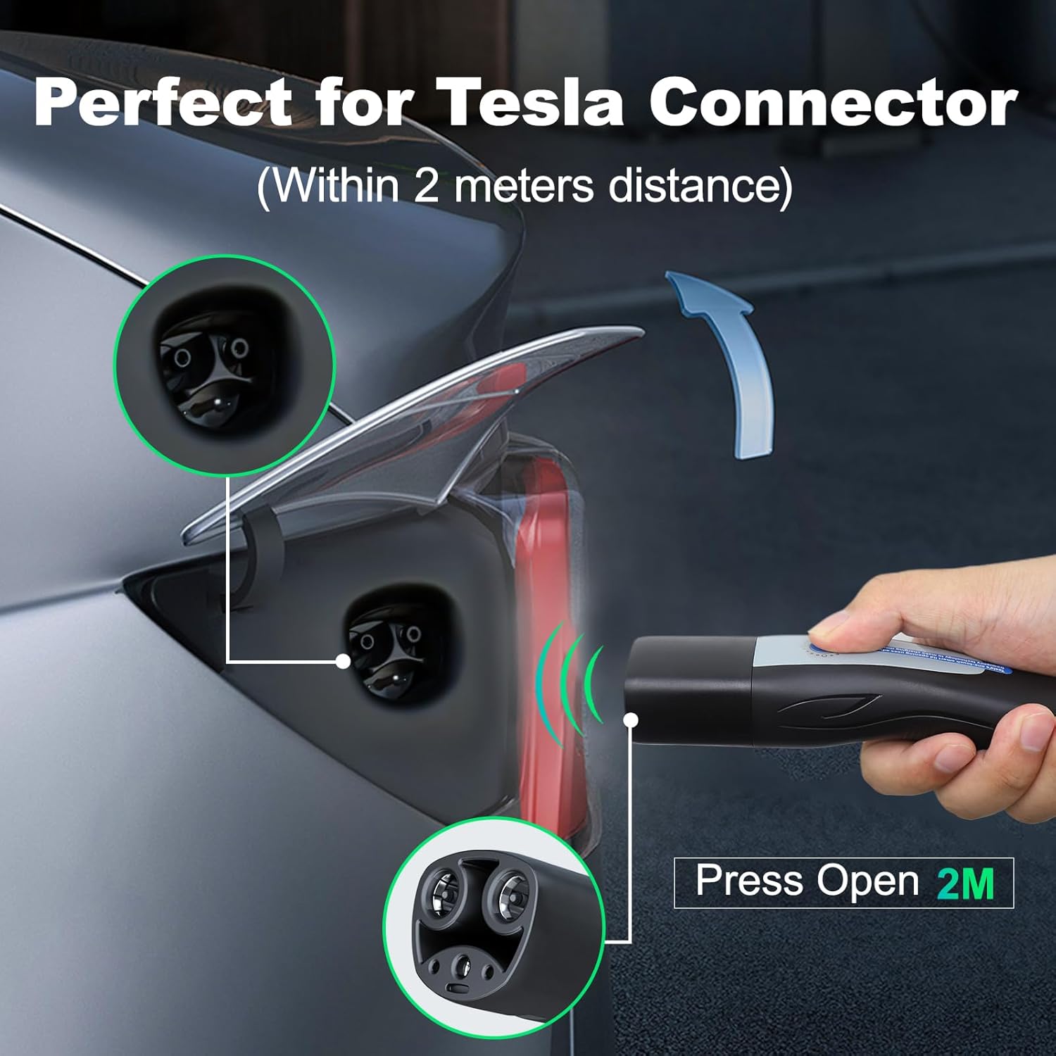 Detalle de VDLPOWERVP Level 1/2 Tesla Portable Charger (16A, NEMA 6-20 & 5-15, 20FT cable)