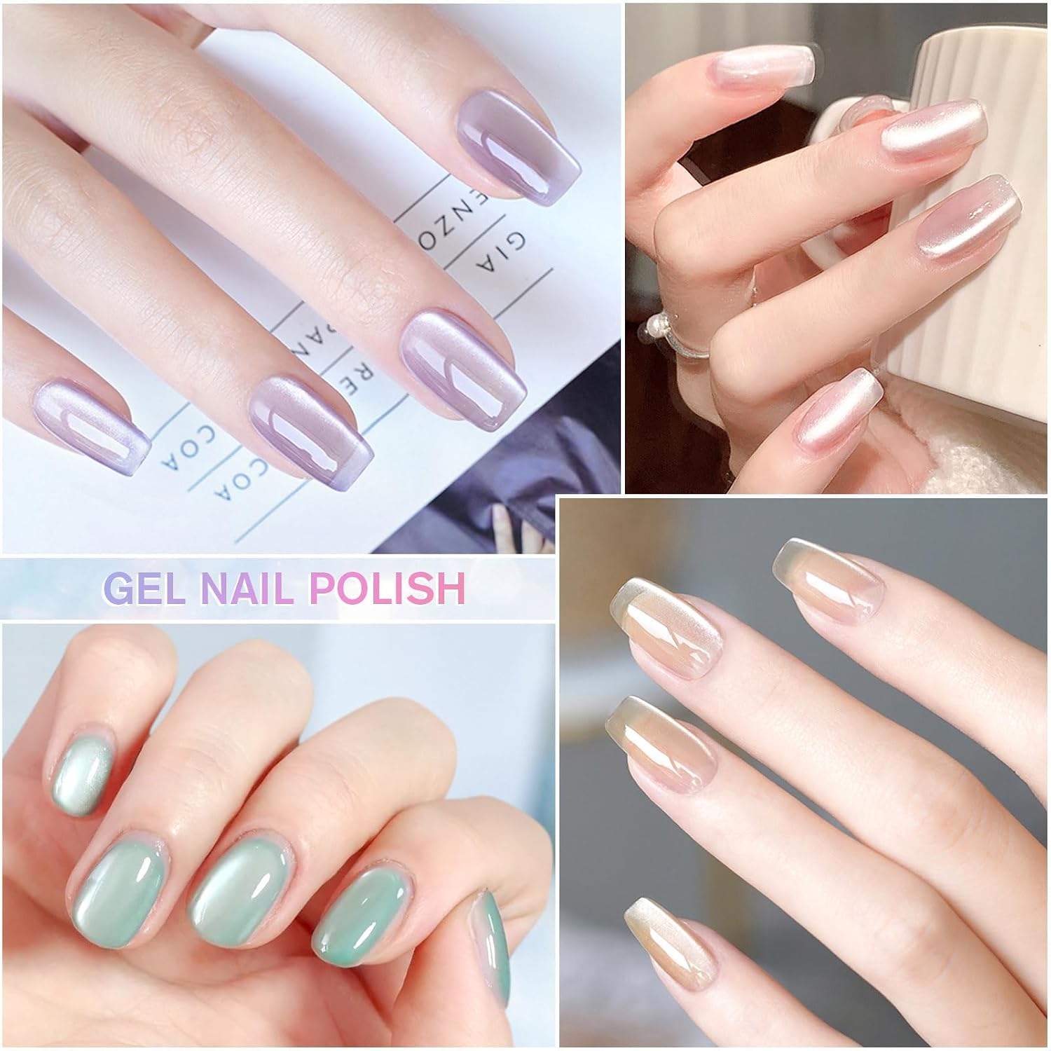 Detalle 2 de Shining She UV Nagellack Jelly Magnet CatEye (4 Farben), 8 ml – kristallklarer Cat-Eye-Look mit Magnet