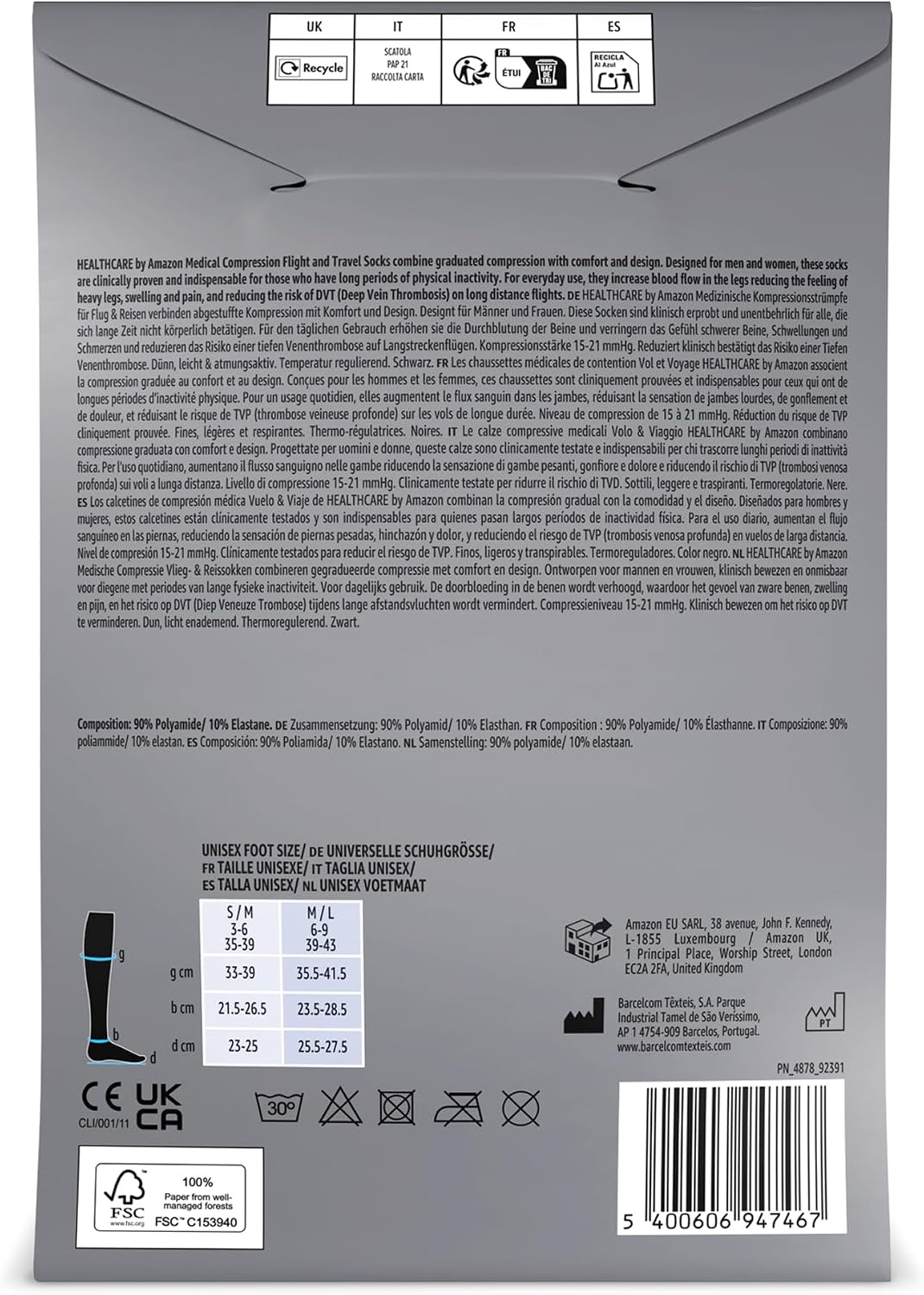 Thumbnail 4 de Healthcare by Amazon Flight Compression Socks 3-6/35-39