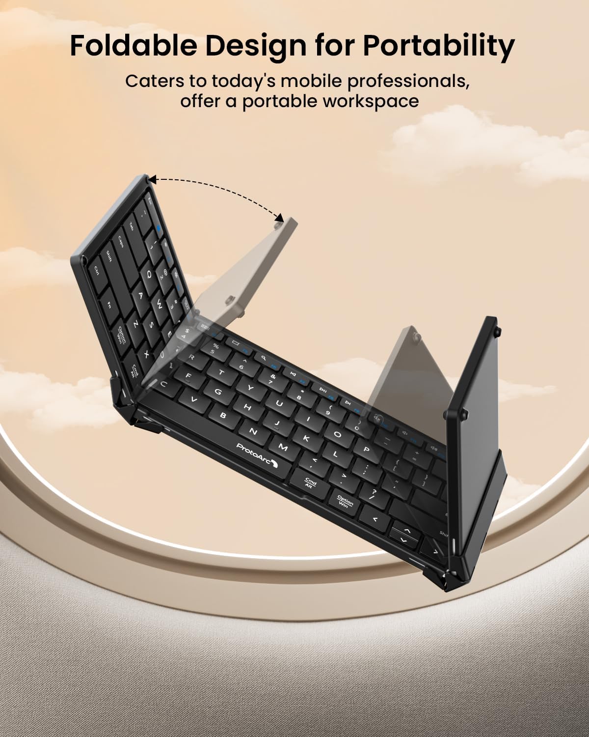Detalle 2 de ProtoArc XK01 Foldable Bluetooth Keyboard, 105 Keys, Number Pad, USB-C