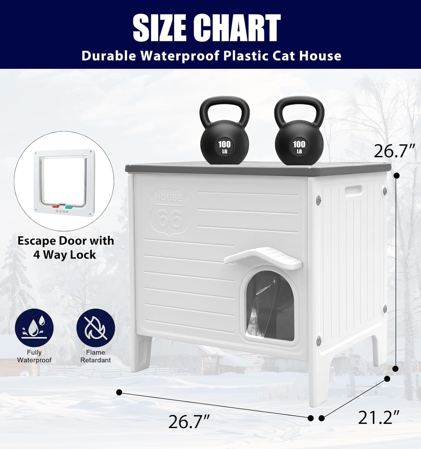 Thumbnail 5 de Plastic Outdoor Cat House – Waterproof shelter with escape door for feral or outdoor cats