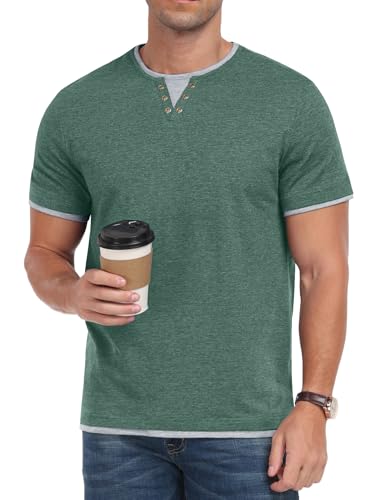 Thumbnail 6 de Hisir Camiseta de Verano para Hombre - Manga corta, cuello redondo, bloques de color Verde Claro, talla L
