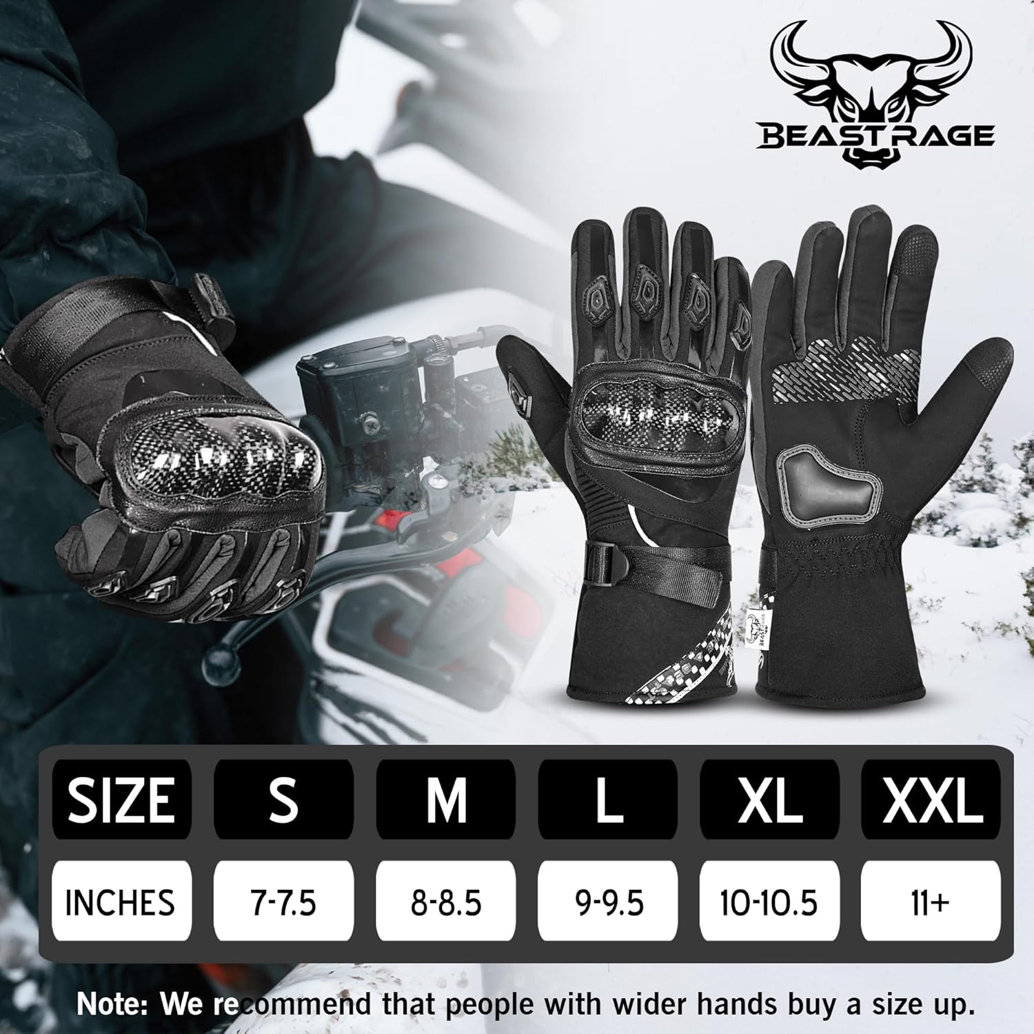 Thumbnail 4 de BEAST RAGE Winter motorcycle gloves, touchscreen gloves