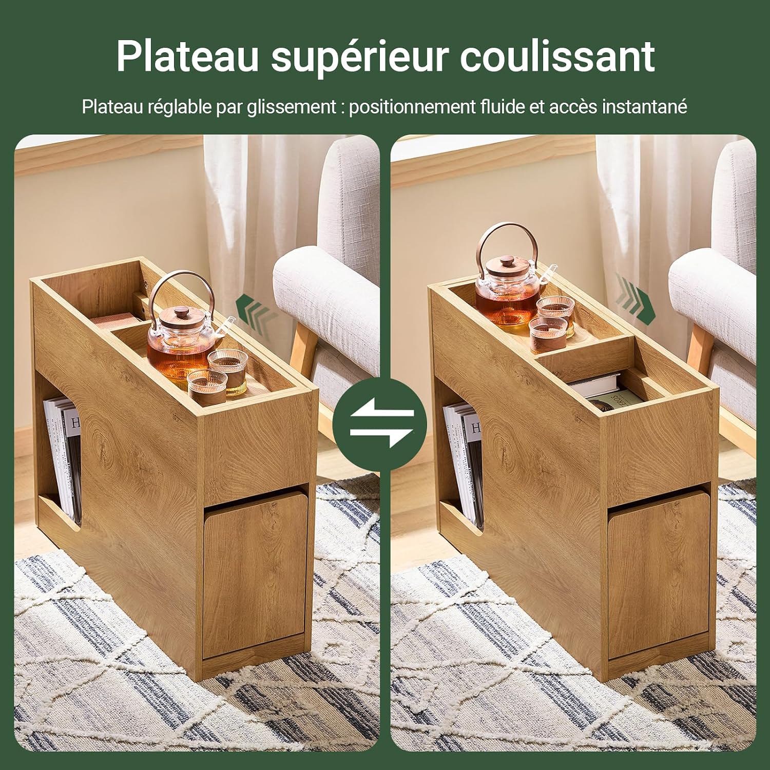 Detalle 2 de SoBuy FBT158-N table d'appoint slim 25 cm