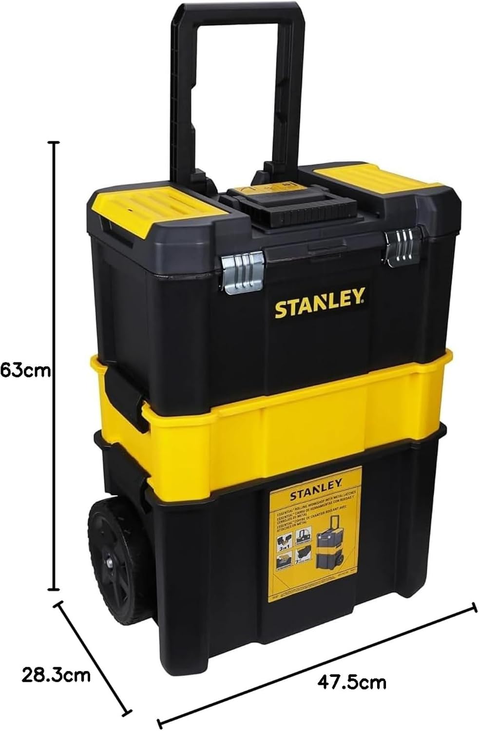 Detalle 2 de STANLEY Essential Rolling Workshop Toolbox STST1-80151: Cassettiera portatile a 3 livelli per attrezzi