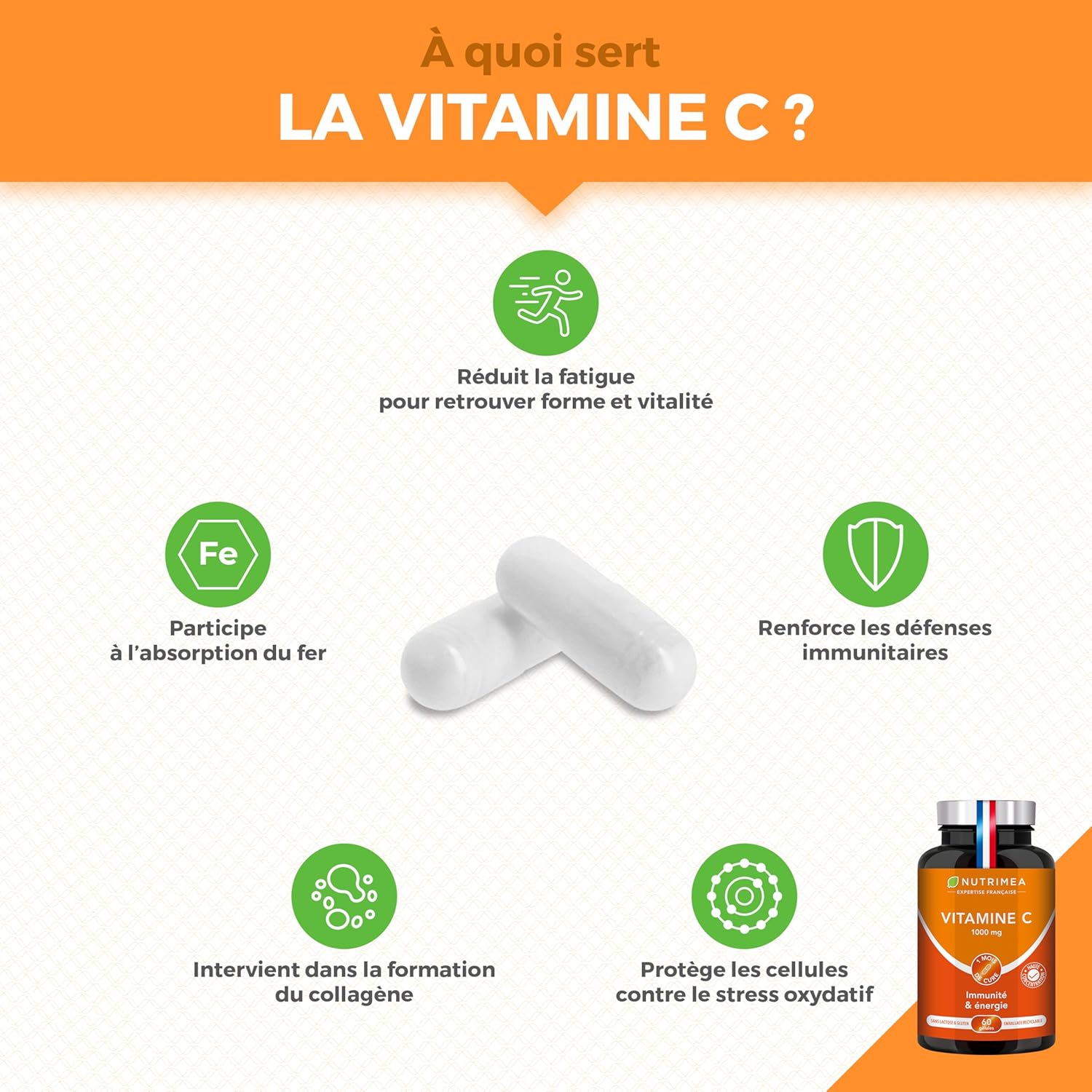 Thumbnail 1 de Nutrimea VITAMINE C – Ascorbate de calcium 1000 mg (60 gélules vegan)