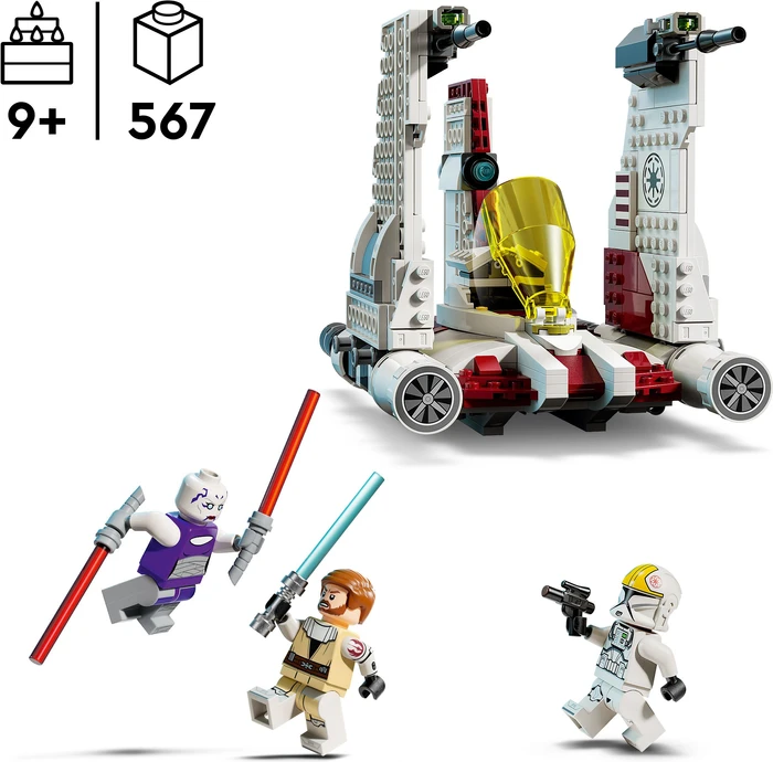 Detalle de LEGO Star Wars V-19 Torrent-Sternjäger 75432 – Klappbare Flügel, Cockpit und Frontrad