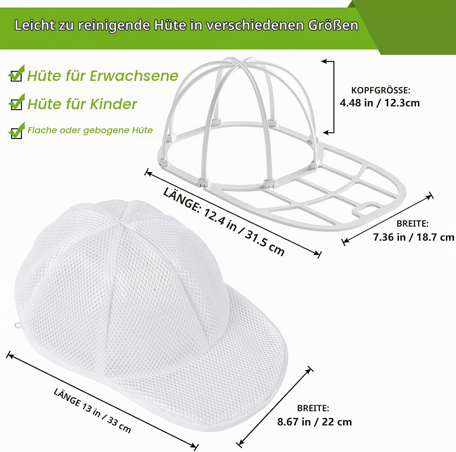 Detalle de Haiou 2 Stück Hut-Unterlegscheibe / Cap Washer – Halterung für Baseballkappen (Weiß)