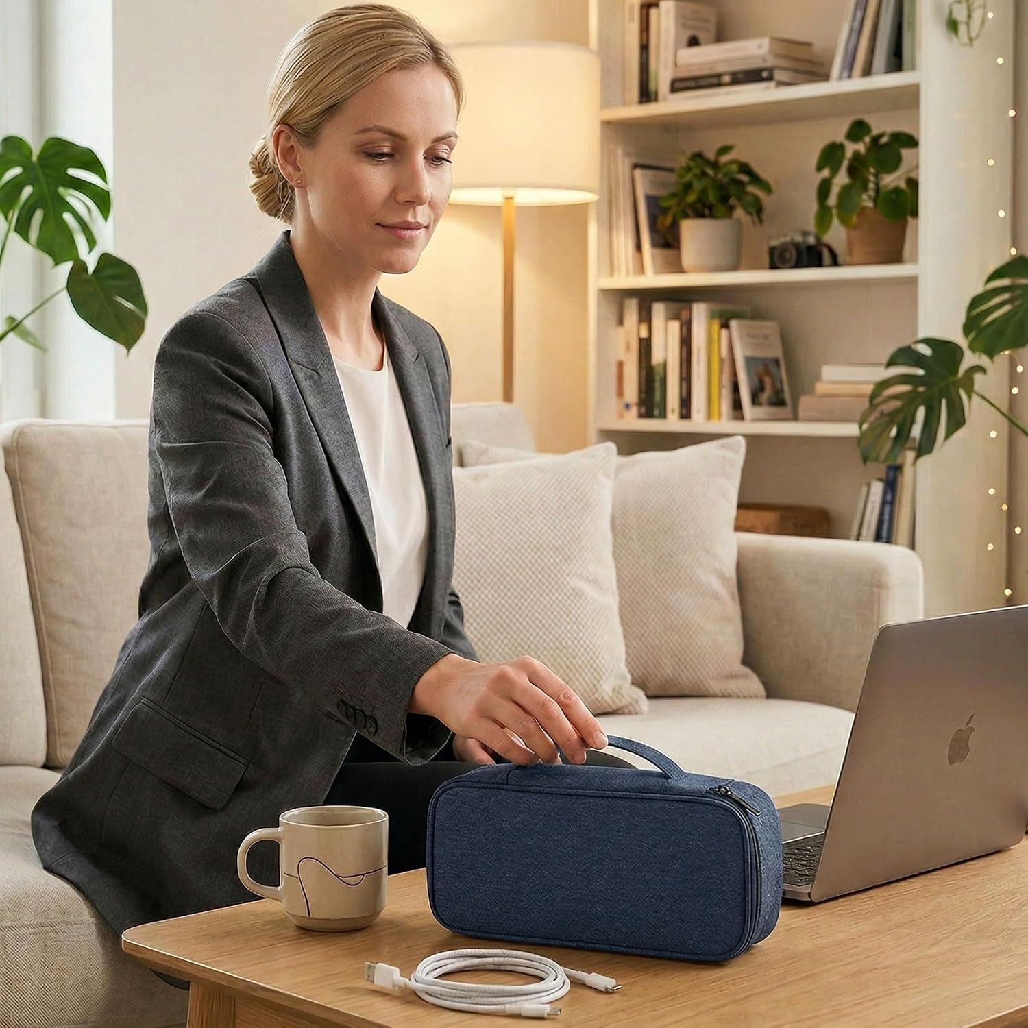 Thumbnail 6 de Arae Elektronik Organizer Tasche Tech Pouch (L) – dunkelblau, Kabel- & Ladegeräte-Aufbewahrung mit Feuchtigkeitsschutz
