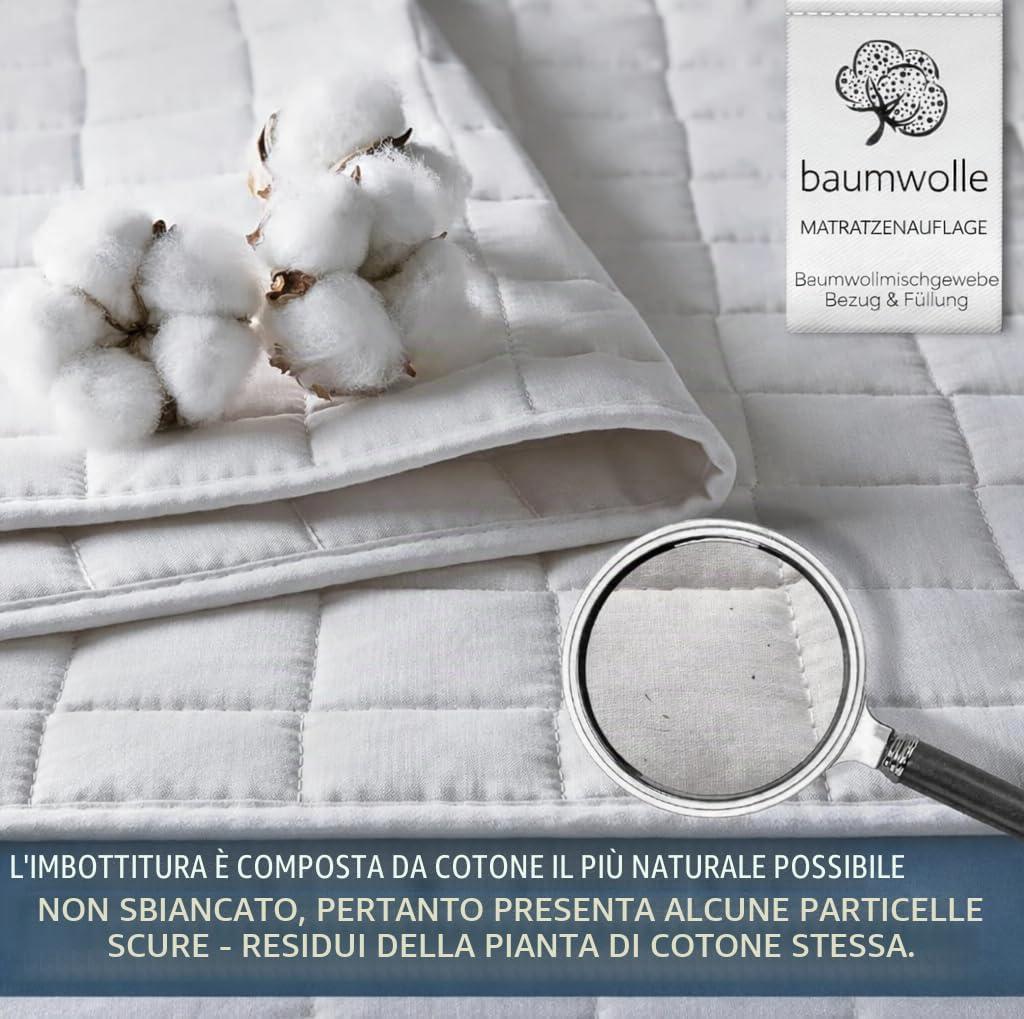 Thumbnail 1 de FAM Home Coprimaterasso Matrimoniale 160x200 cm – Cotone e Poliestere, 2 cm di spessore