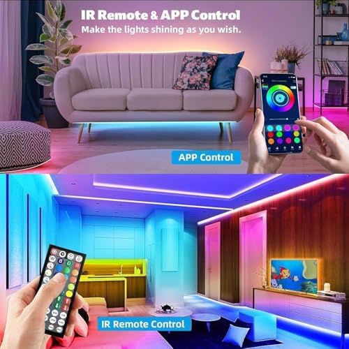 Detalle de Reemeer R-222 LED Strip Lights, 100 ft, Music Sync, App and Remote