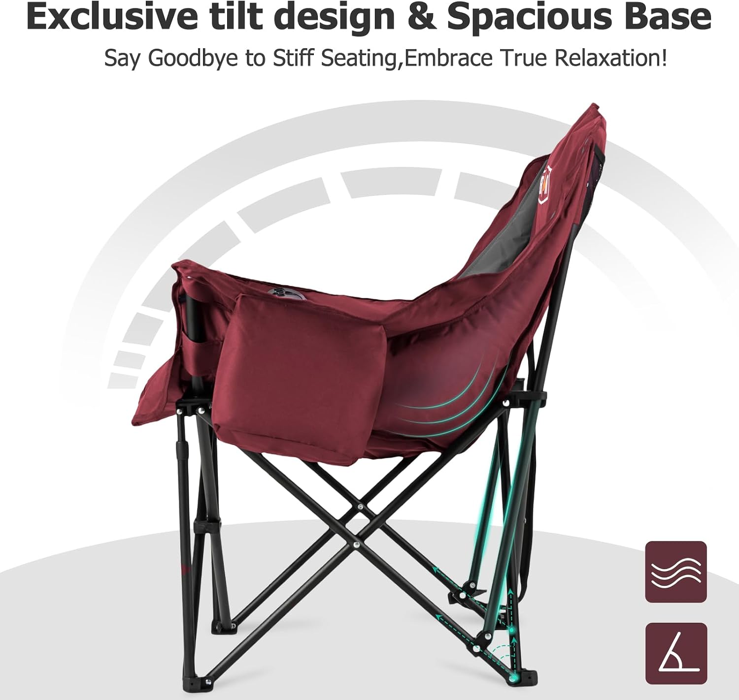 Detalle 1 de Overmont CampCouch-red Oversized Camping Chair, Padded, 500 lb Support