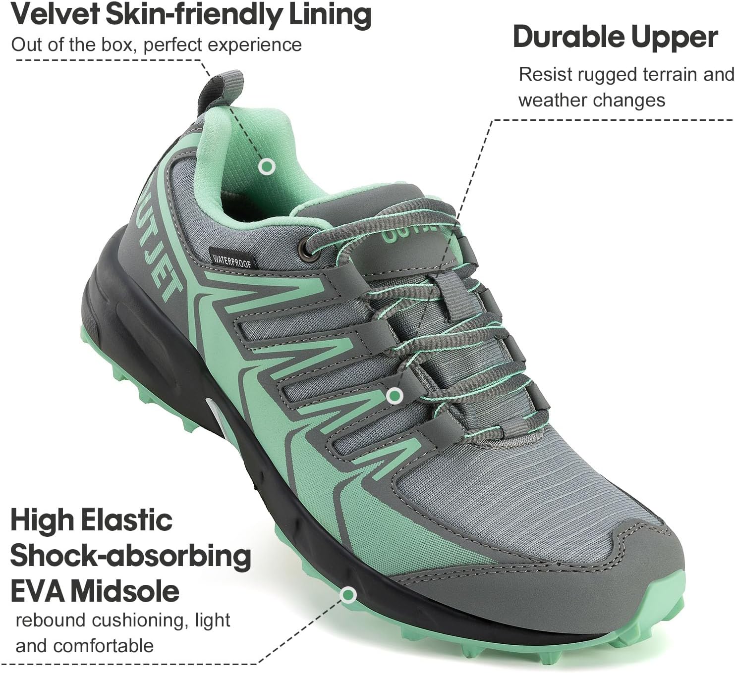 Thumbnail 4 de OUTJET Women's Waterproof Hiking Shoes: Lightweight, Non-Slip Waterproof Boots