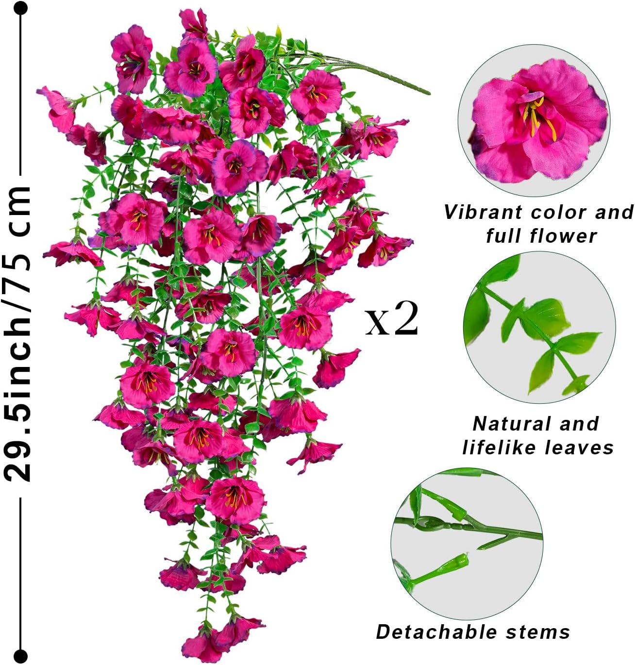 Detalle de YILIUFA Artificial Hanging Hibiscus Flowers (2 pcs) for Outdoors