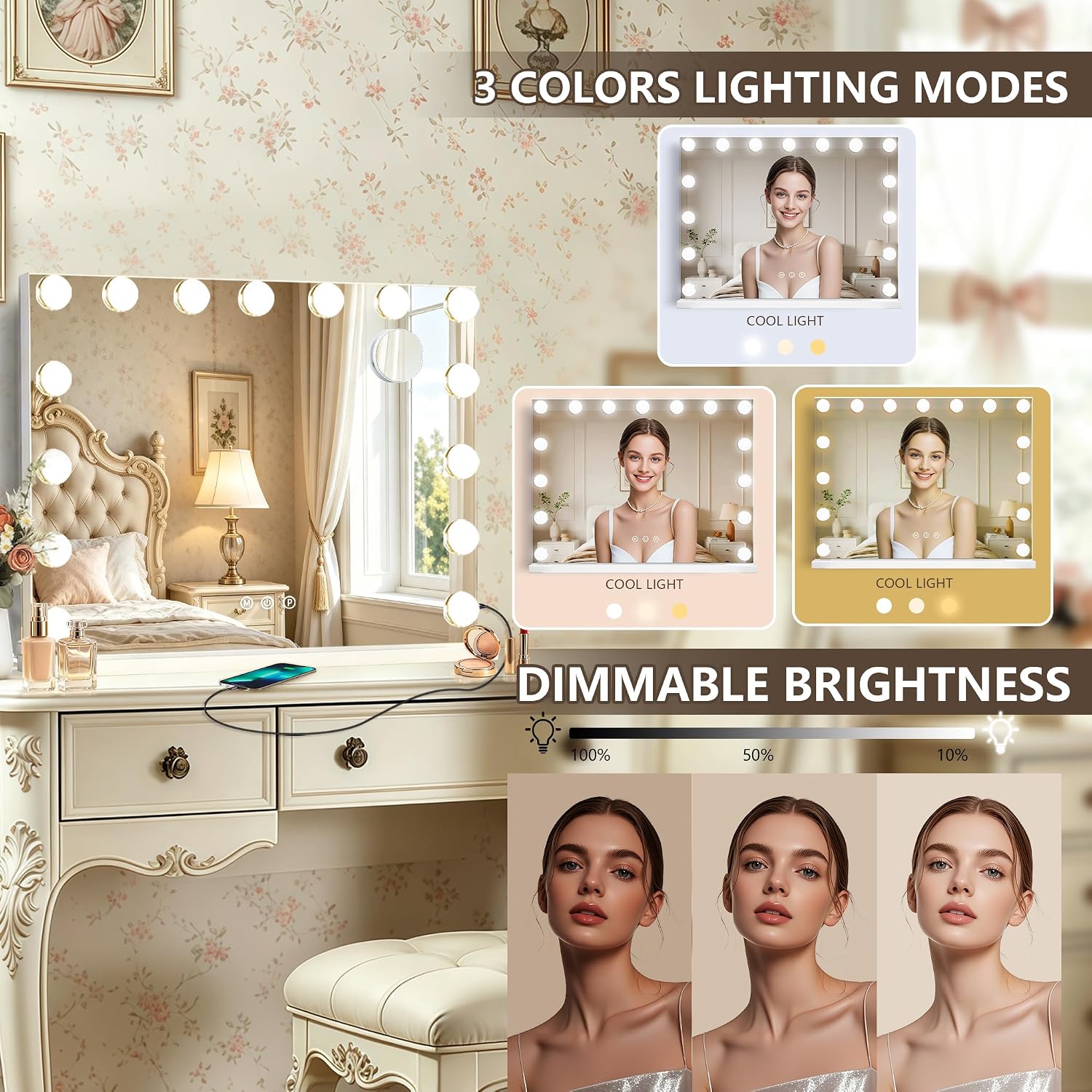 Detalle de Ratsamee Hollywood Vanity Mirror 23" with 15 bulbs