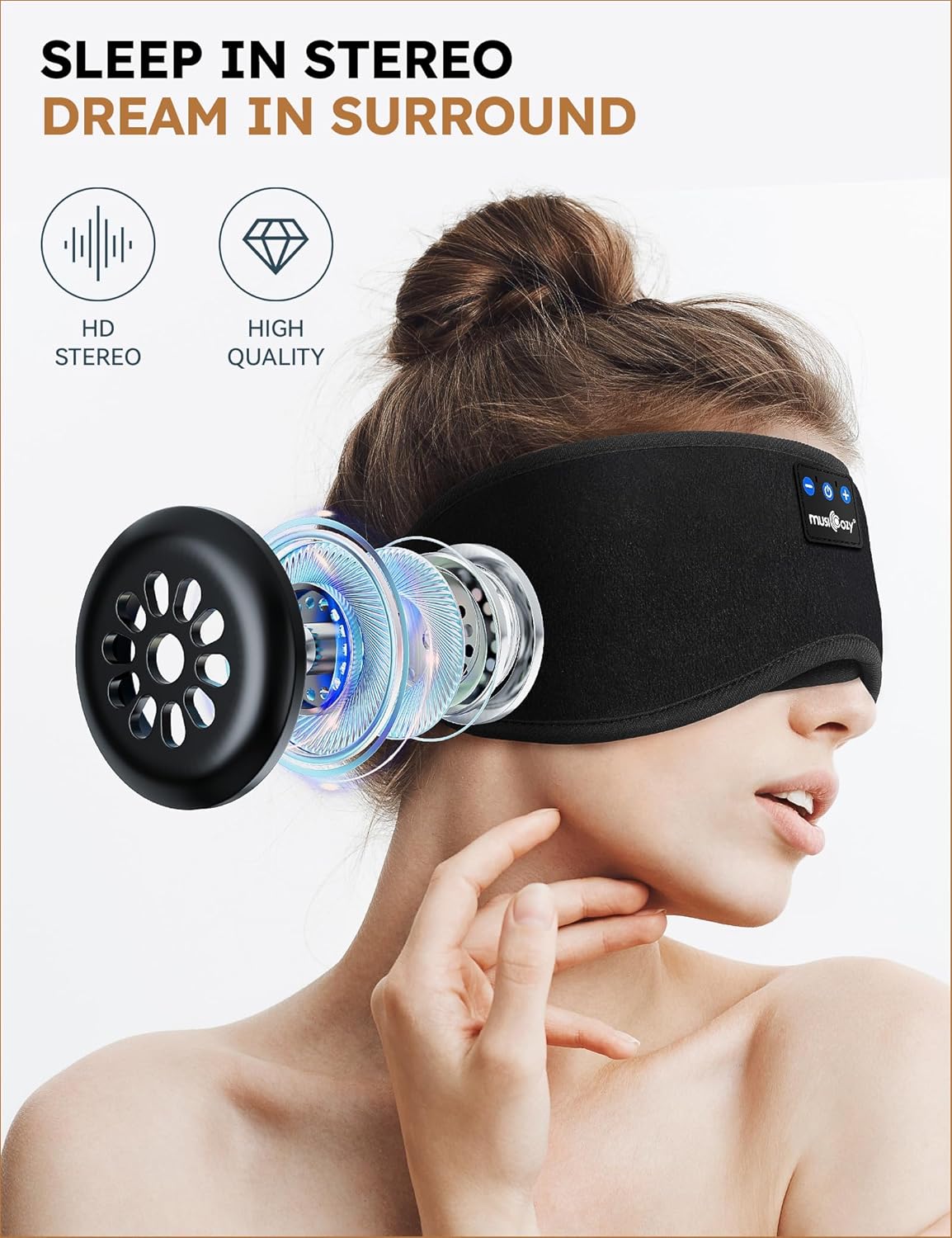 Detalle 2 de MUSICOZY Sleep Headphones Bluetooth 5.4 headband for side sleepers