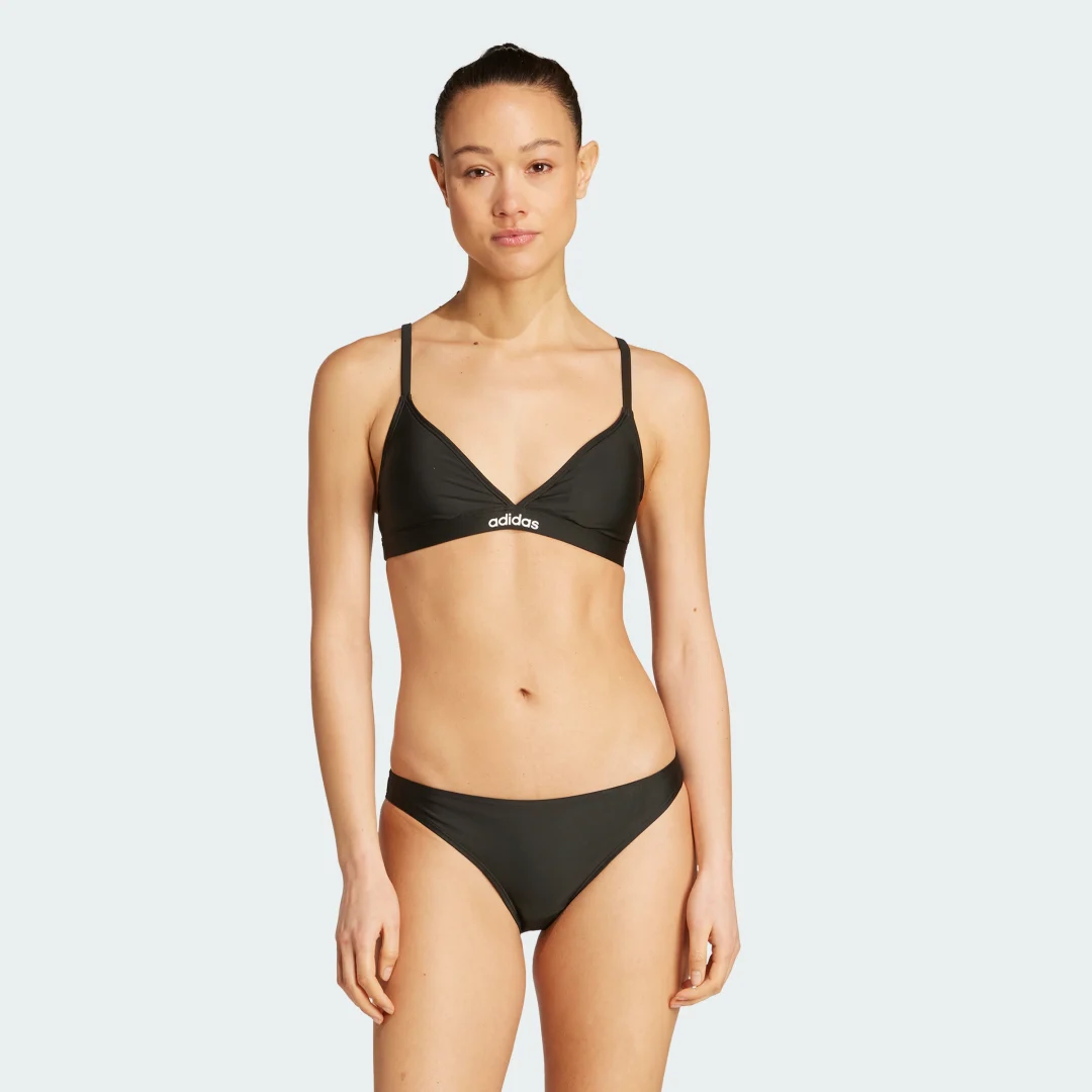 Detalle de Conjunto de bikini triangular con tirantes bidireccionales de Adidas en negro
