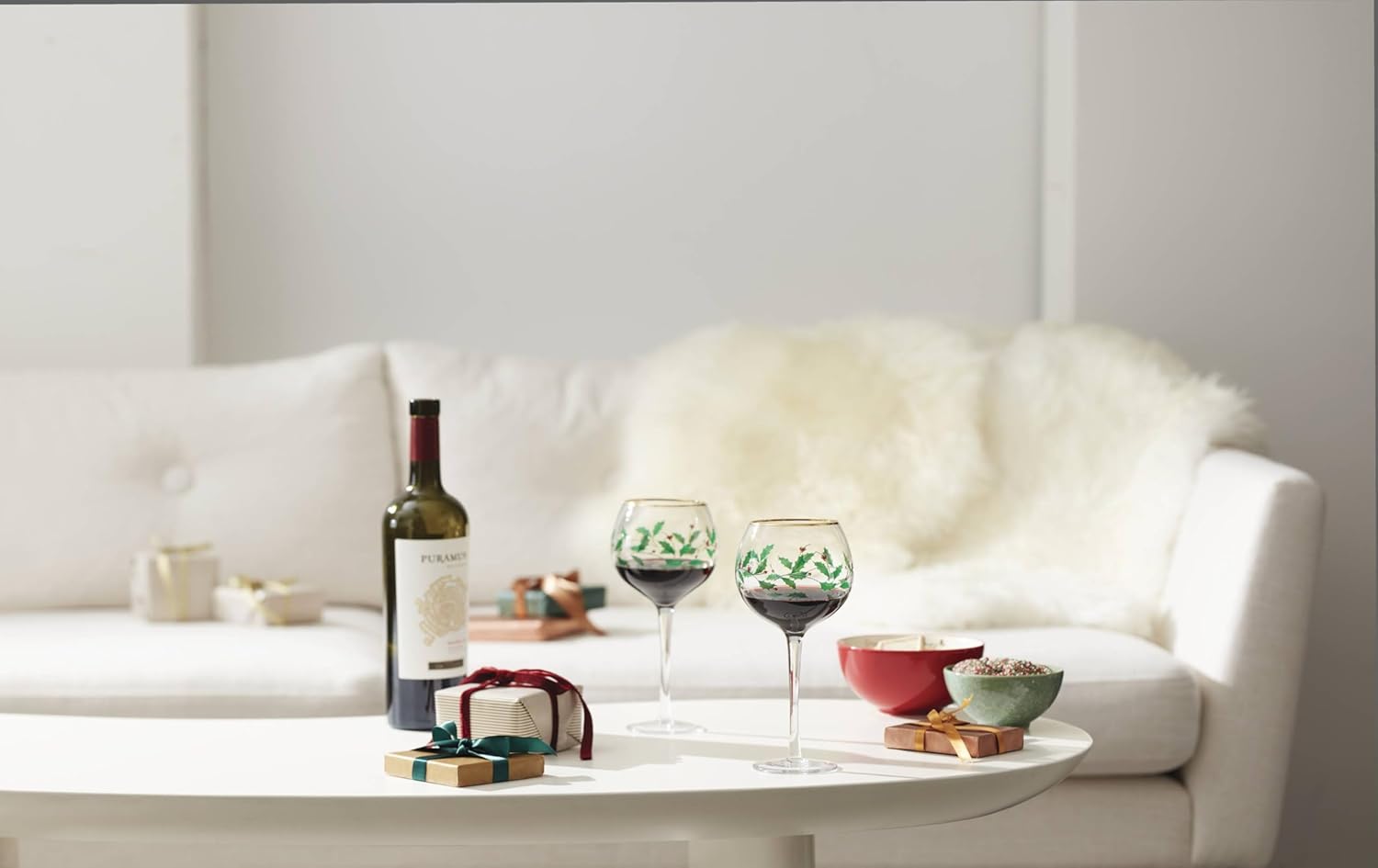 Thumbnail 6 de Lenox Holiday 4-Piece Wine Balloon Glass Set (14 fl oz, Set of 4) with Festive Red Christmas Design