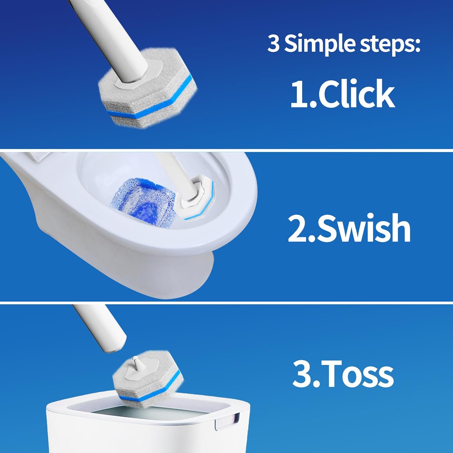 Thumbnail 6 de 60pc Disposable Toilet Brush Refills with Self-Cleaning Foam Heads