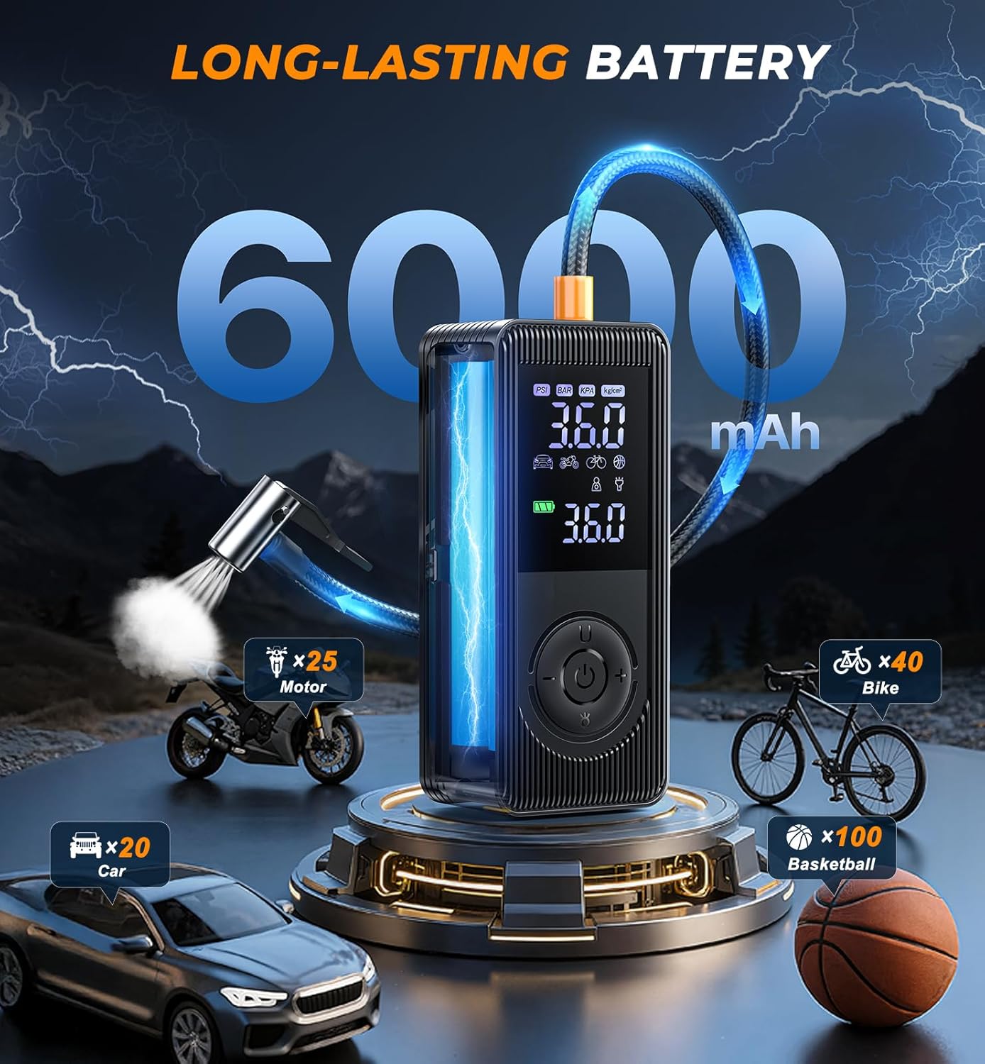 Thumbnail 3 de Fshyos Tyre Inflator 150PSI Portable Pump