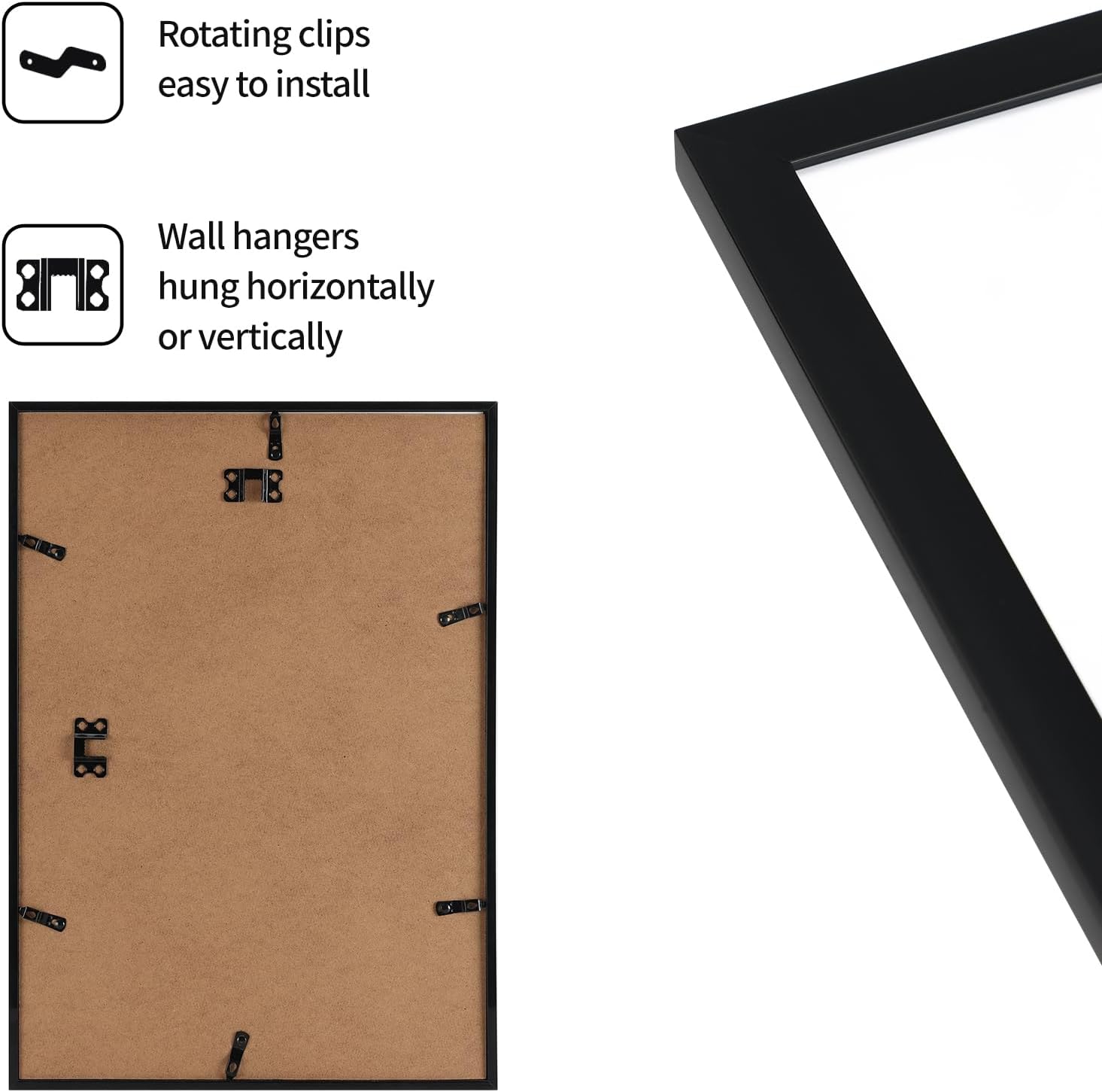 Detalle de Giftgarden Lot de 12 cadres A3 noir – 29,7 x 42 cm en PVC pour affiches, diplômes et photos