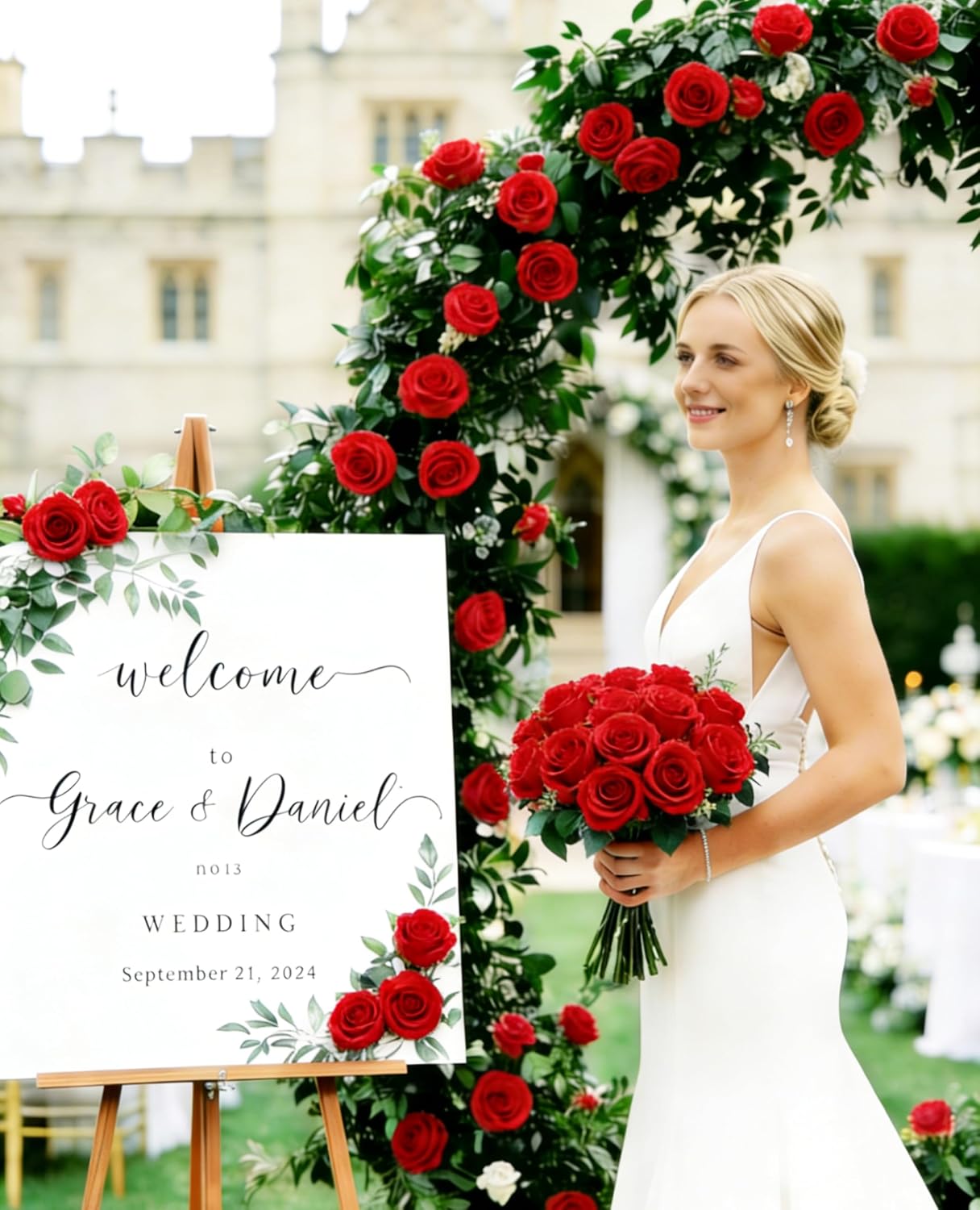 Thumbnail 5 de XIANNVXI Red Roses Artificial Flowers with Stems – 16-Piece Set for Weddings and Events