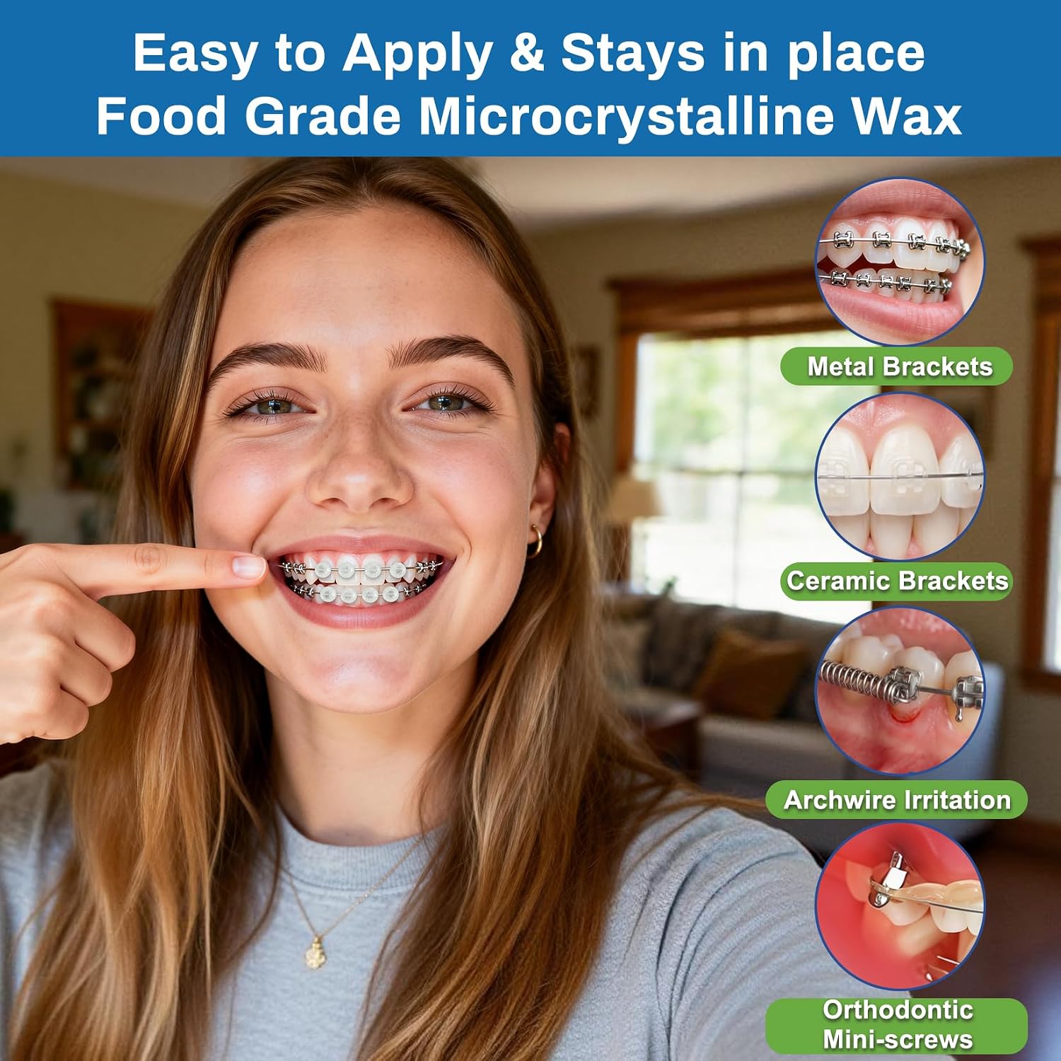 Detalle 2 de VINSULLA Orthodontic Wax, 500 Mint Pre-Sized Dots in 10 Packs