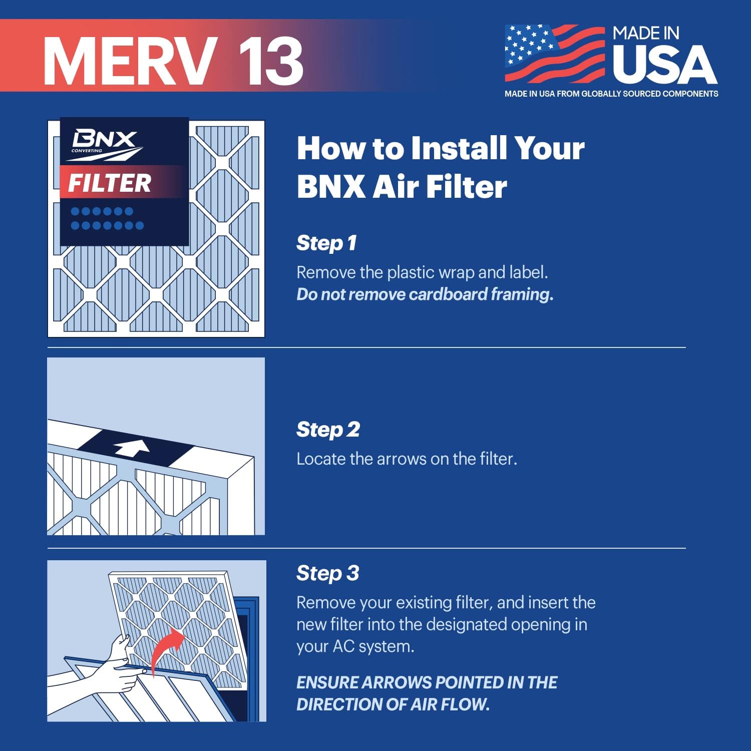 Thumbnail 5 de BNX MERV 13 Electrostatic Pleated Air Filter 20x20x4