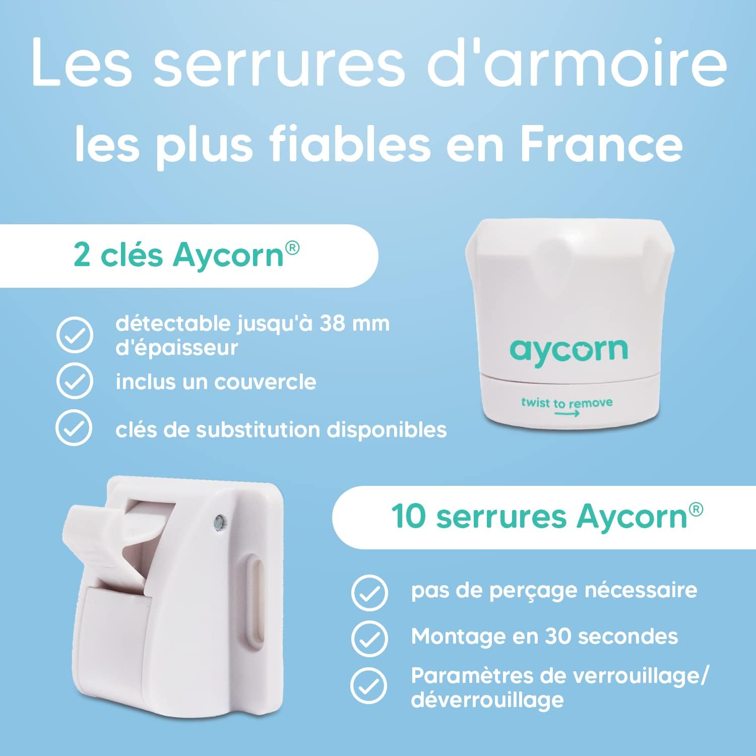 Detalle 2 de Aycorn Verrous magnétiques 10 pièces 🔒