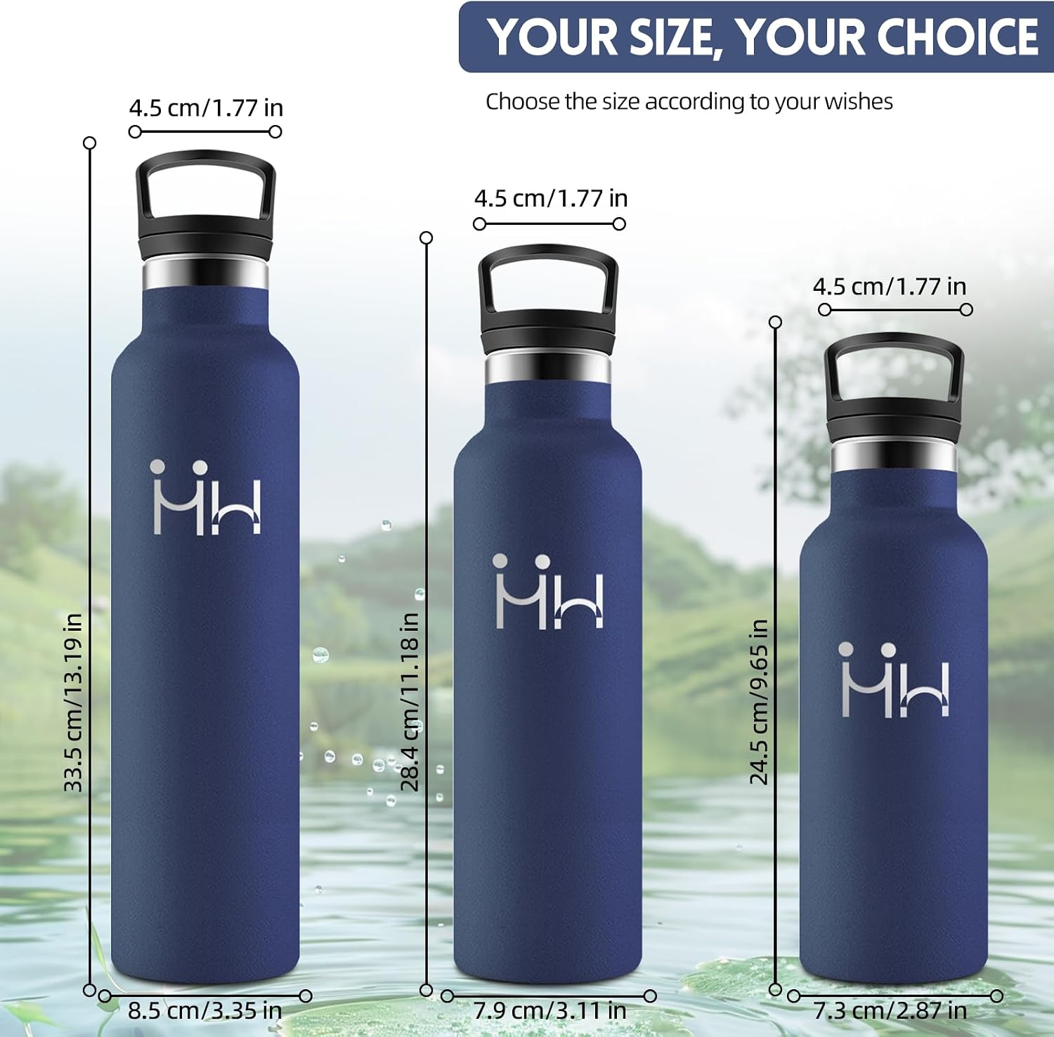 Thumbnail 6 de Motswedi Borraccia Termica da 750 ml in acciaio inox 18/8 con cannuccia e doppia tapa, senza BPA (blu scuro)