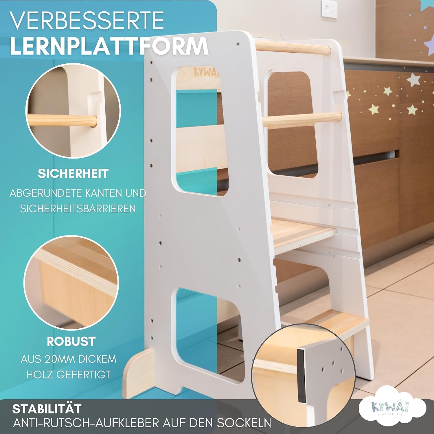 Thumbnail 3 de KYWAI Montessori Lernturm Premium, höhenverstellbar 👶