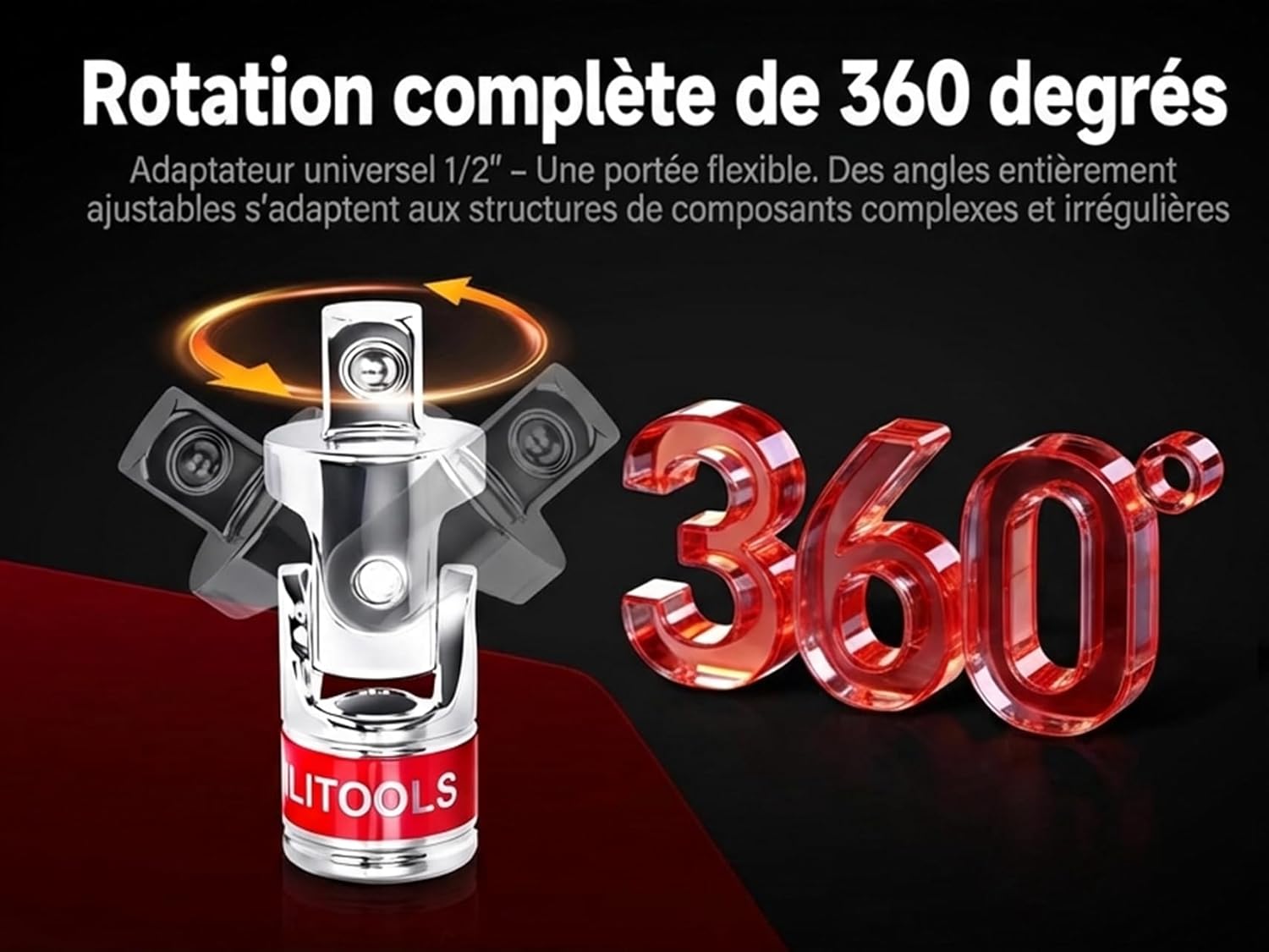 Thumbnail 4 de BILITOOLS – Jeu de 7 rallonges 1/4" avec joint Cardan et adaptateurs (75/150/225/300 mm) en acier Cr-V