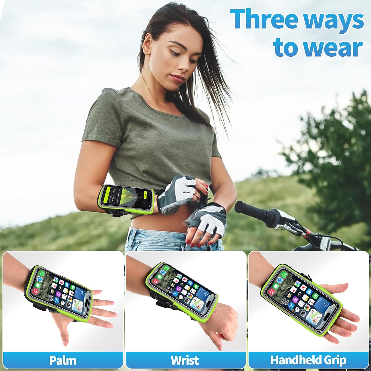Detalle de Guzack 2-in-1 Sweatproof Running Phone Holder Armband for Up to 6.9" (Green)