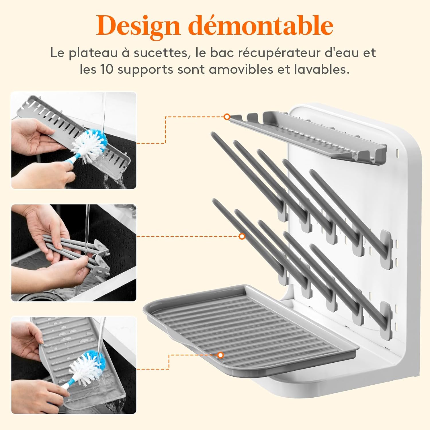 Thumbnail 6 de Lifewit Grand égouttoir à biberons : rangement vertical et 10 crochets pour tout le matériel de maternité