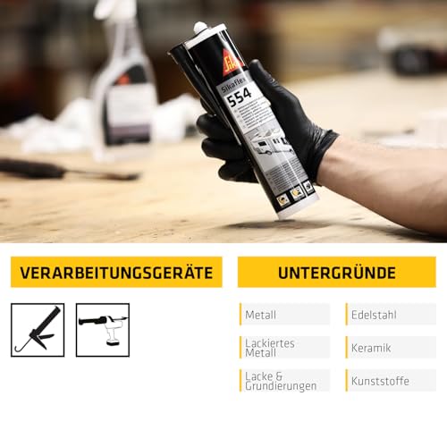 Detalle 2 de Sikaflex-554 Montageklebstoff Schwarz 300 ml – Vielseitiger Konstruktionsklebstoff von SIKA